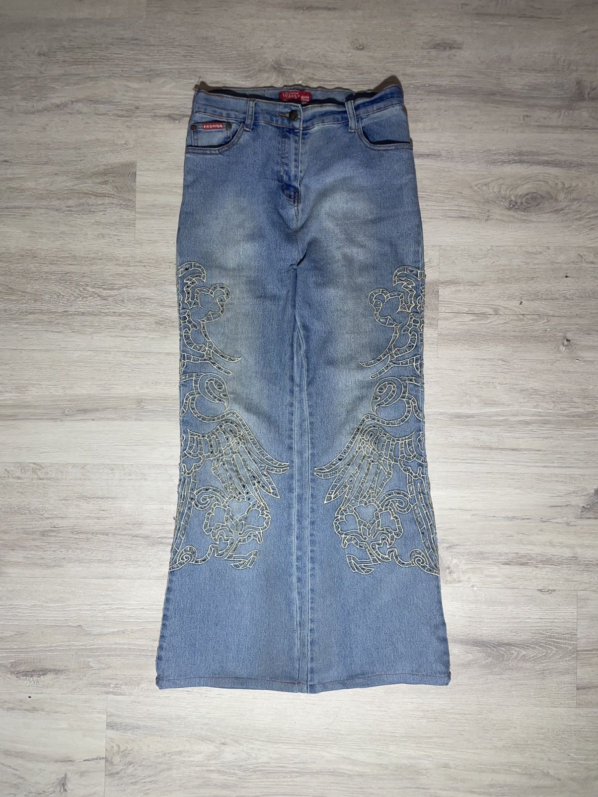 Other Vintage WANLI Embroidered Baggy Jeans / Y2K Archive Swag Size 29" - 2 Thumbnail