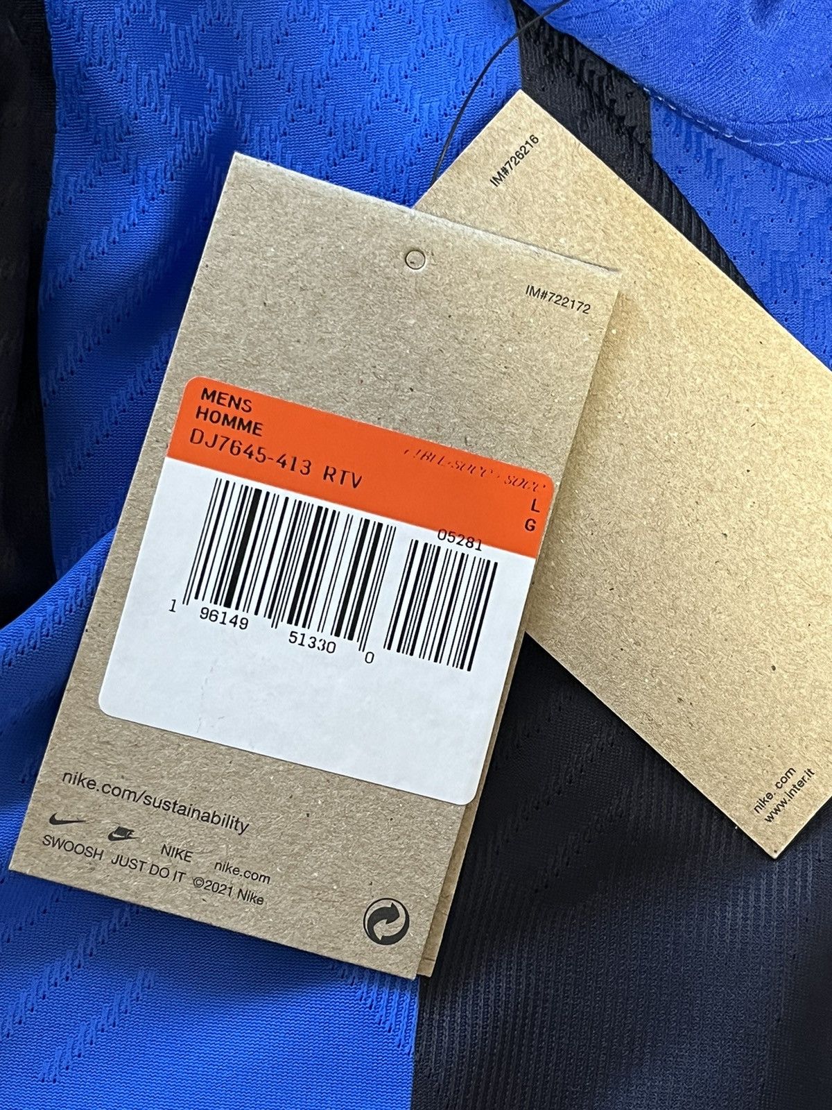 Nike AUTHENTIC Inter Milan 2022 2023 home soccer kit jersey Size US L / EU 52-54 / 3 - 18 Thumbnail
