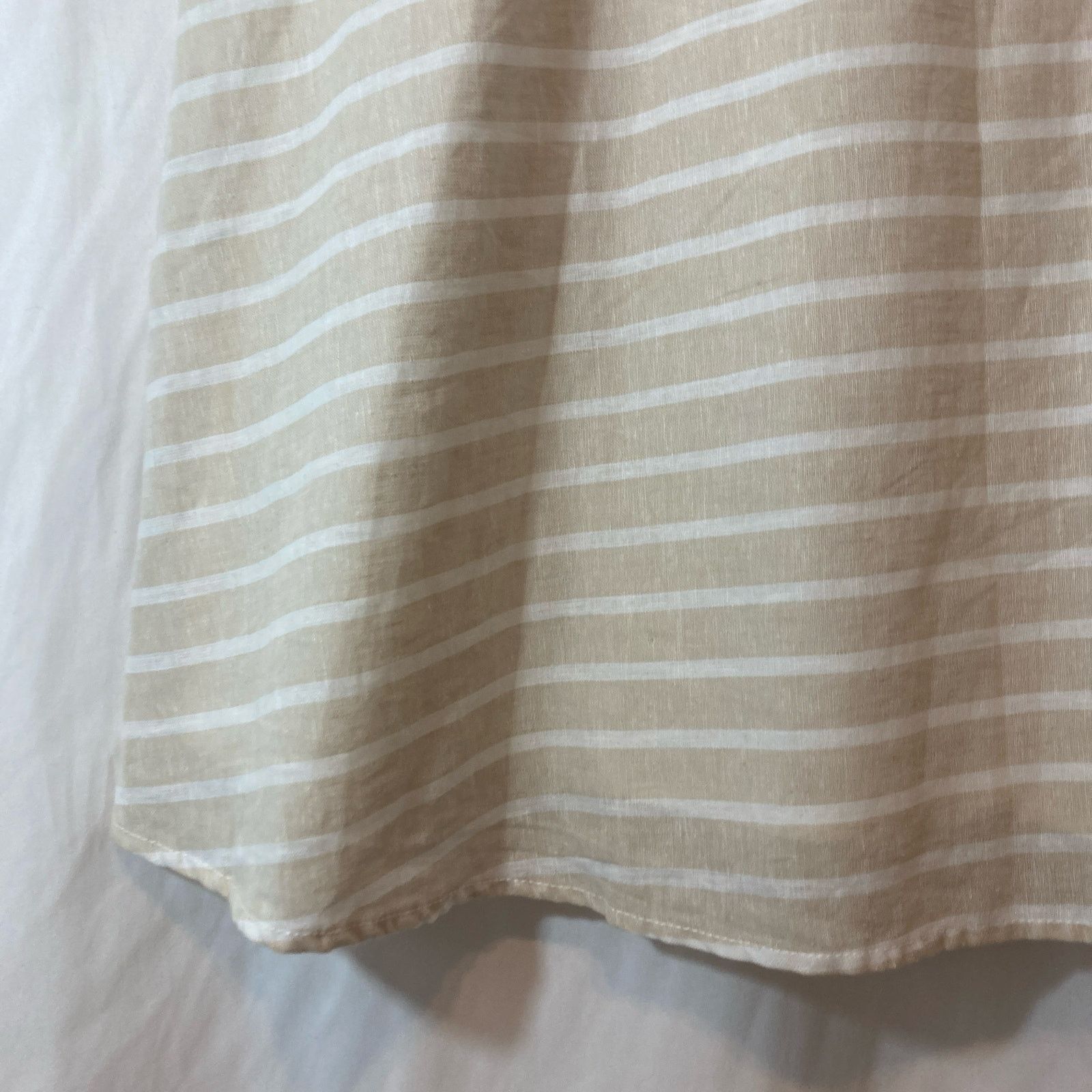 Other NWT BeachLunchLounge Linen Blend Tan White Stripes Dress Size L / US 10 / IT 46 - 8 Thumbnail
