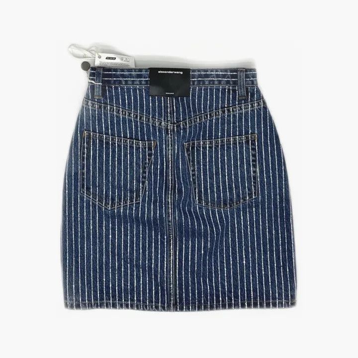 Alexander Wang Alexander Wang Blue Striped Denim Mini Skirt - Size 24" / US 00 / IT 34 - 3 Thumbnail