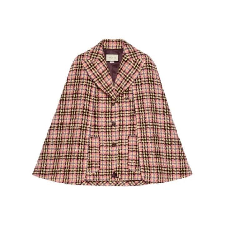 Gucci Gucci Pink Houndstooth Wool Cape Jacket-2507 Size S / US 4 / IT 40 - 7 Thumbnail