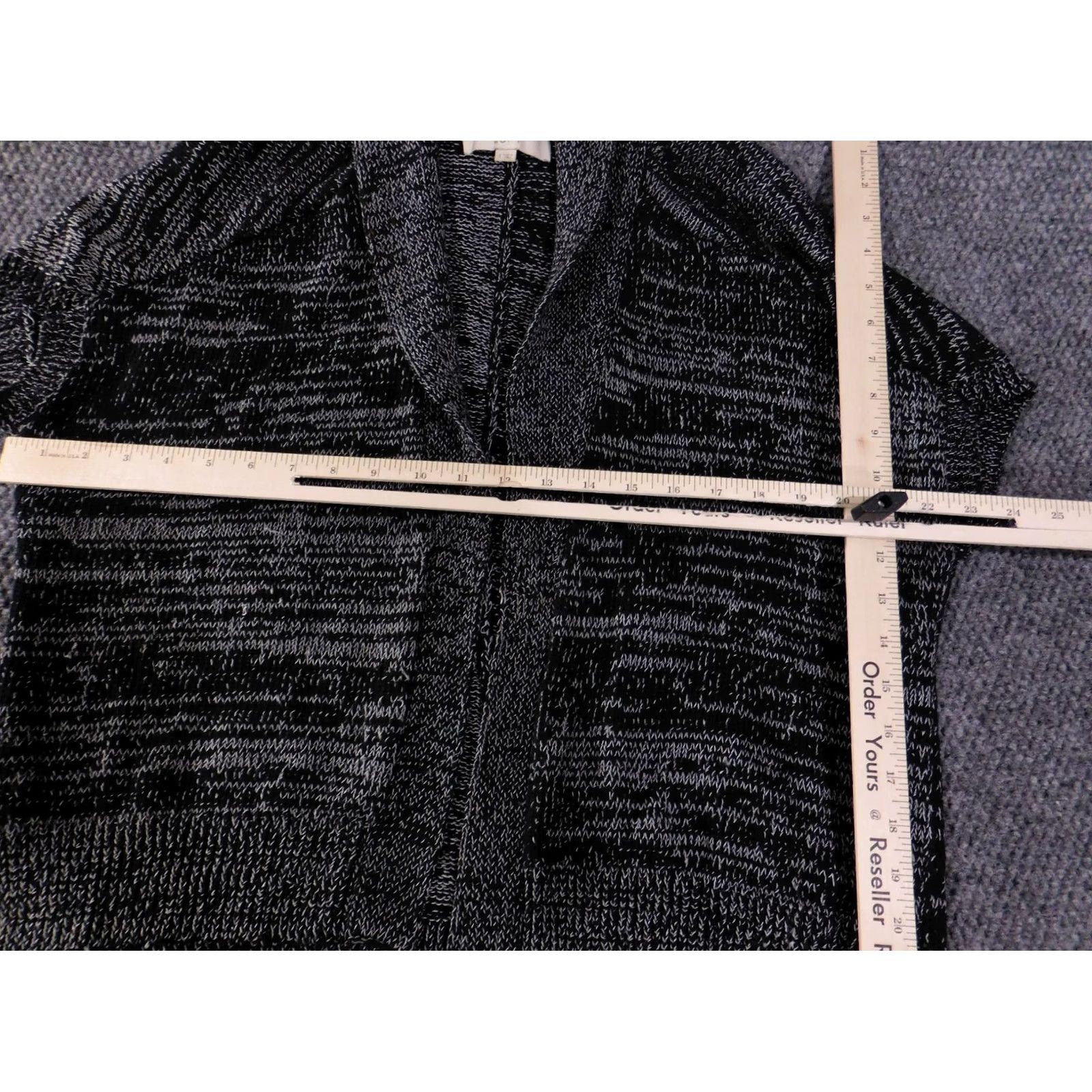 Loft LOFT Cardigan Womens Small Black Gray Short Sleeve Open Front Knit Sweater Size S / US 4 / IT 40 - 5 Thumbnail