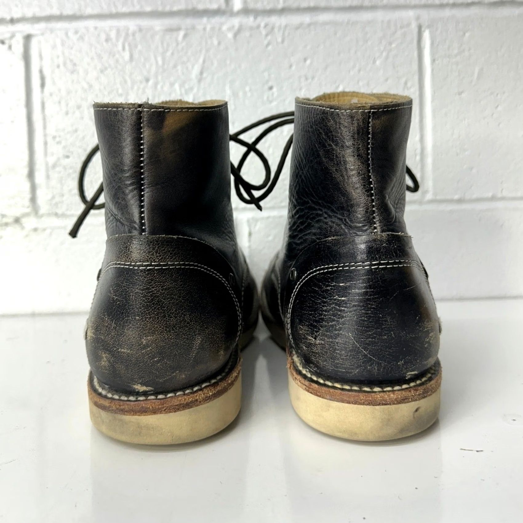 Bed Stu Bed Stu Lincoln Vibram Wedge Boots Black Distressed Leather Mens 11 Size US 11 / EU 44 - 5 Thumbnail