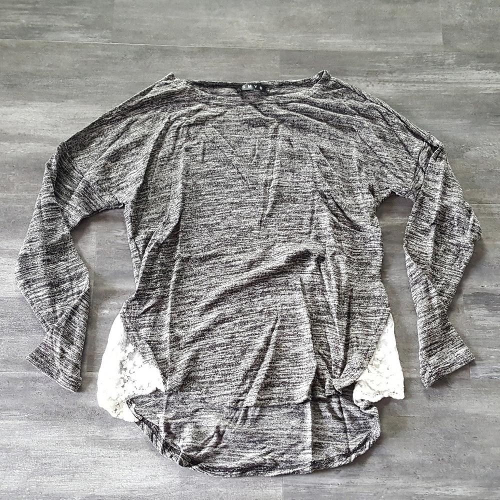 Designer Grey Merle Lace Detailed Long Sleeve Size M / US 6-8 / IT 42-44 - 3 Thumbnail