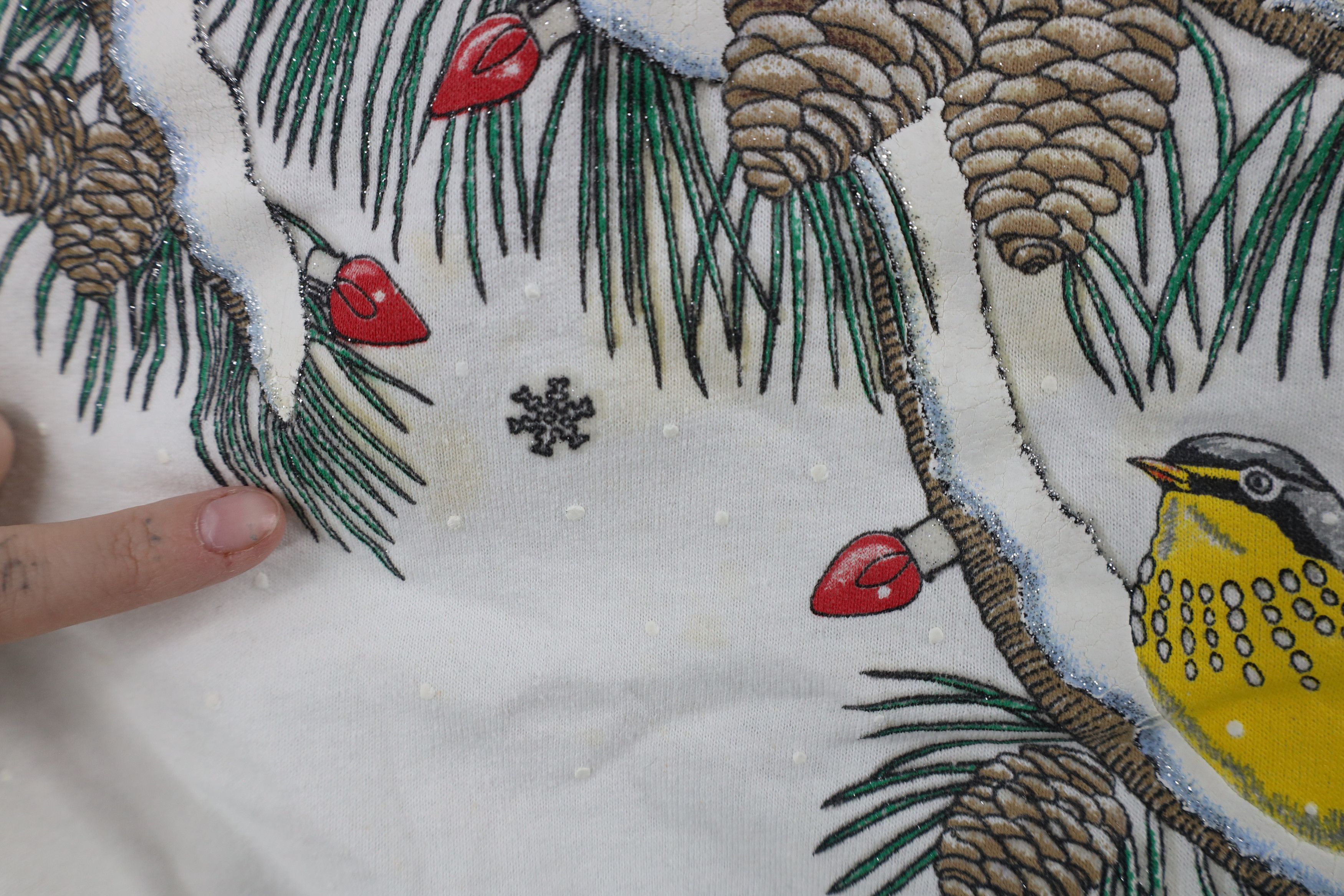 Vintage Vintage 90s Streetwear Christmas Birds Sweatshirt USA Size L / US 10 / IT 46 - 7 Thumbnail