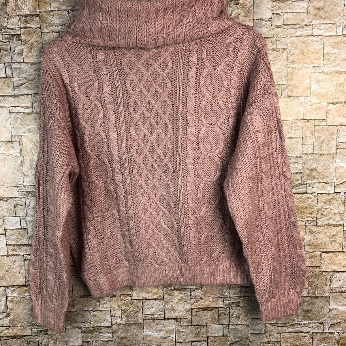 Homespun Knitwear × Japanese Brand Igni japan Pink Turtle Neck cable Knitwear #A1213 Size M / US 6-8 / IT 42-44 - 3 Thumbnail