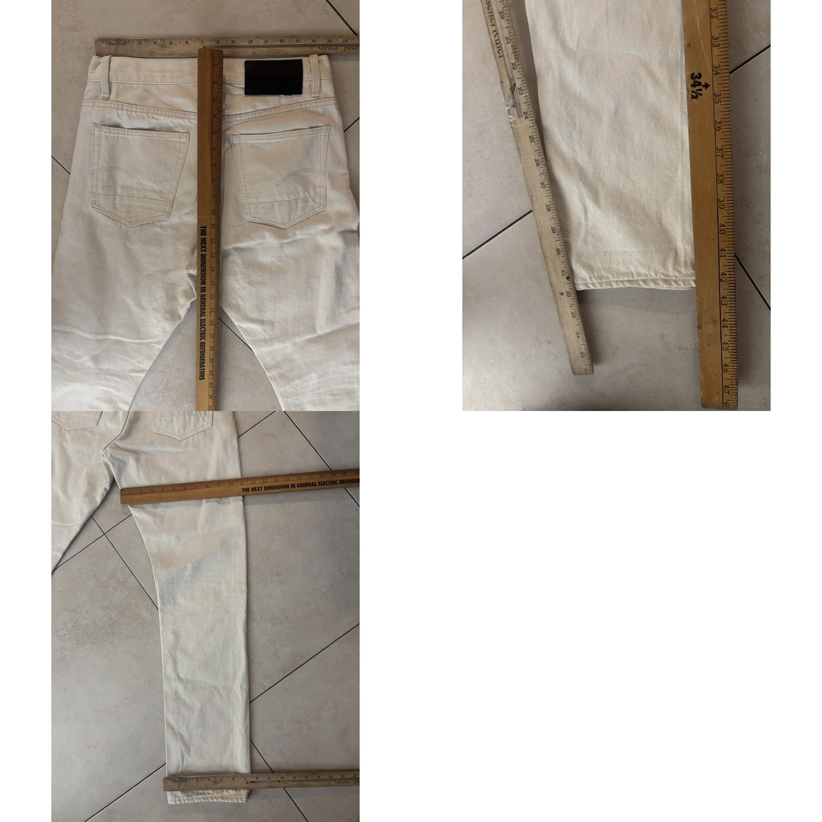 Vintage G-Star RAW Triple A Regular Straight Jeans Mens Off-White Cream Denim Pants Size US 33 - 8 Thumbnail