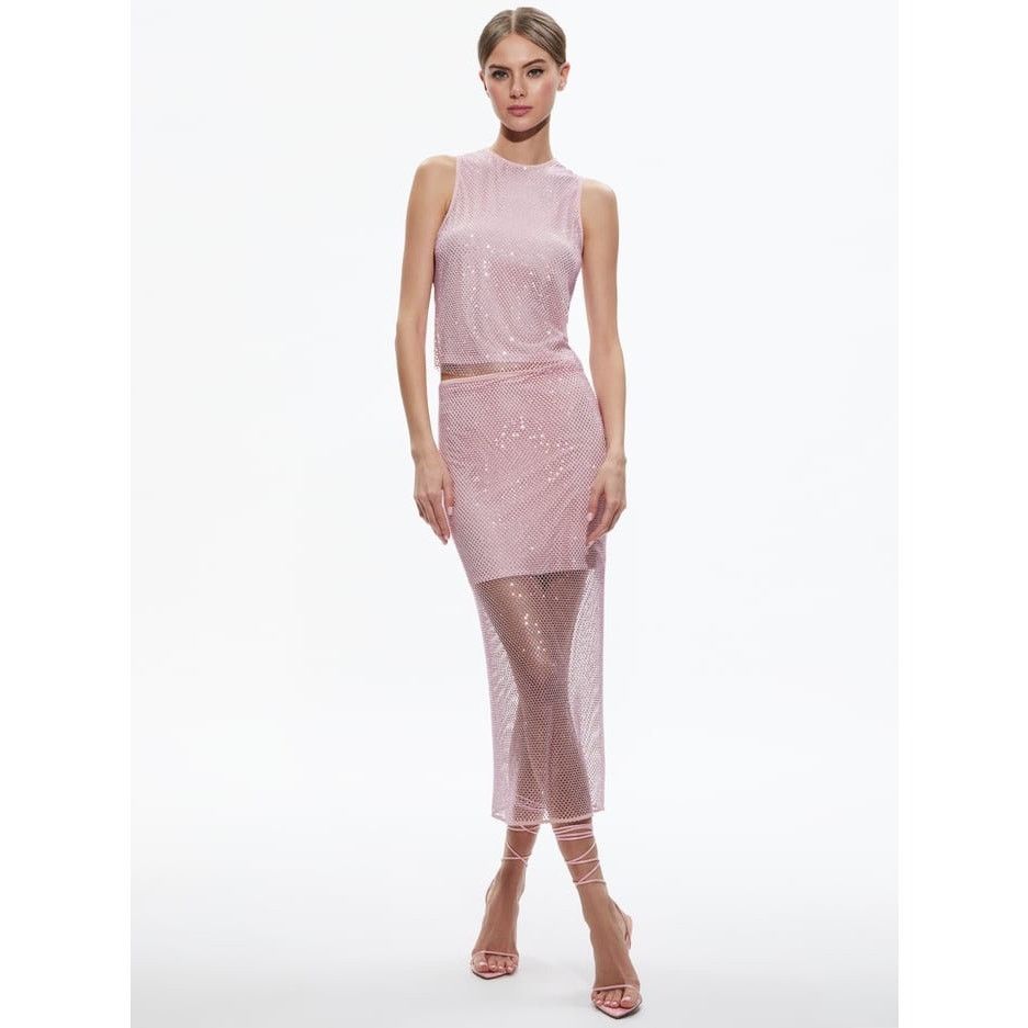 Alice + Olivia Alice + Olivia Maeve Crystal-Embellished Skirt pink size 12 Size 34" / US 12 / IT 48 - 3 Thumbnail