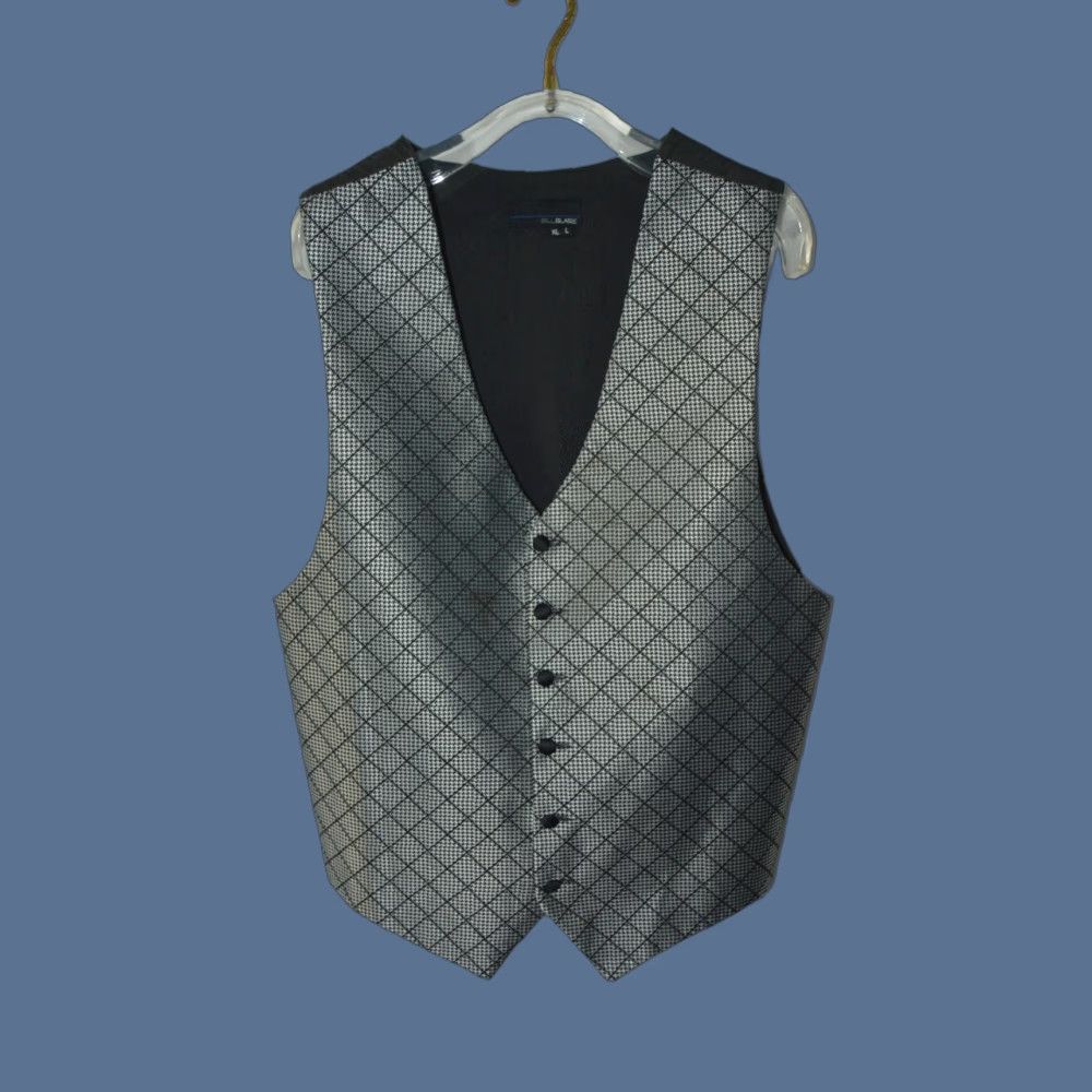 Bill Blass Bill Blass Mens Vest XL Silver Houndstooth Size US XL / EU 56 / 4 - 1 Thumbnail