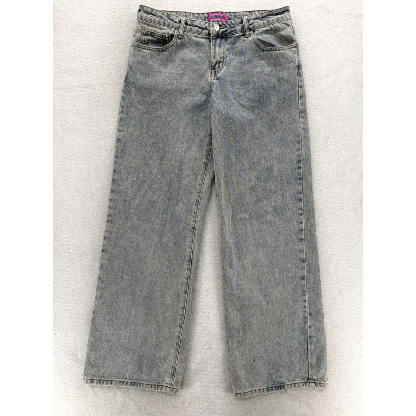 Vintage Edikted Jeans Womens Medium Light Wash Gray High Rise Wide Leg Y2K Skater Jeans Size 32" / US 10 / IT 46 - 2 Thumbnail