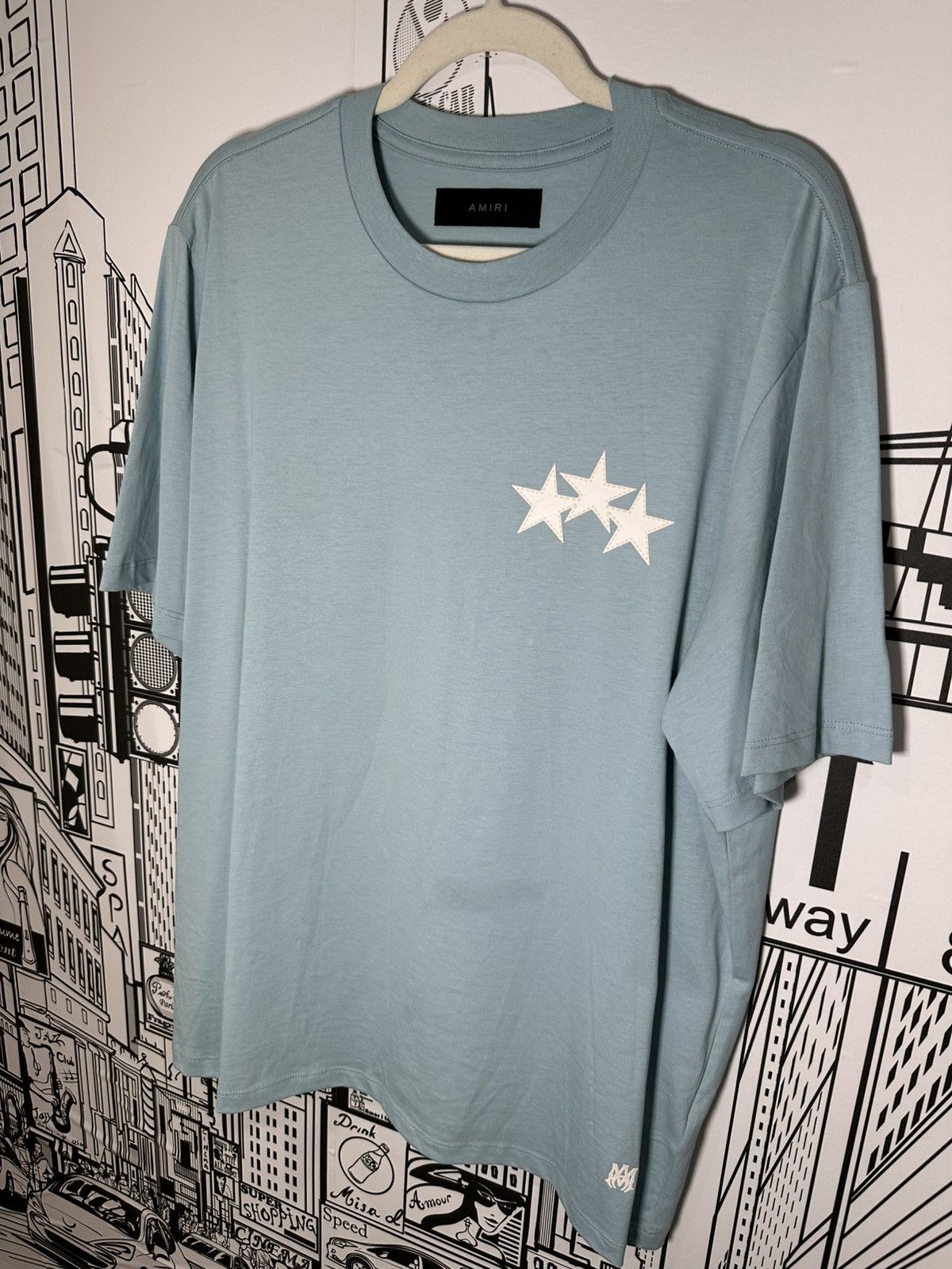 Amiri Amiri 3 Star Appliqué Tee Large Blue Size US L / EU 52-54 / 3 - 2 Thumbnail