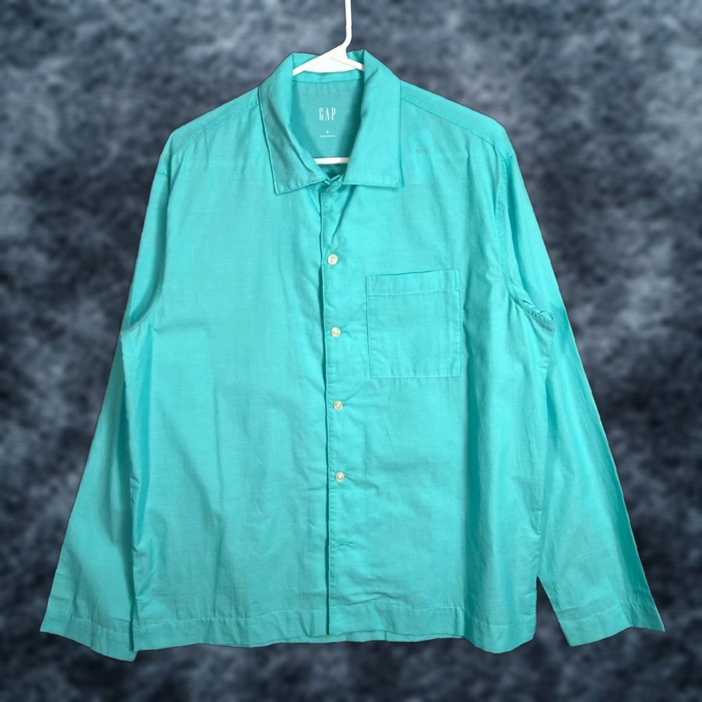 Gap Gap Mens Small Turquoise Button-Up Shirt 100% Cotton Long Sleeve Regular Men Clothing Cotton Button-Up Shirt Turquoise Blue Casual 100% Cotton Mens Size US S / EU 44-46 / 1 - 1 Thumbnail