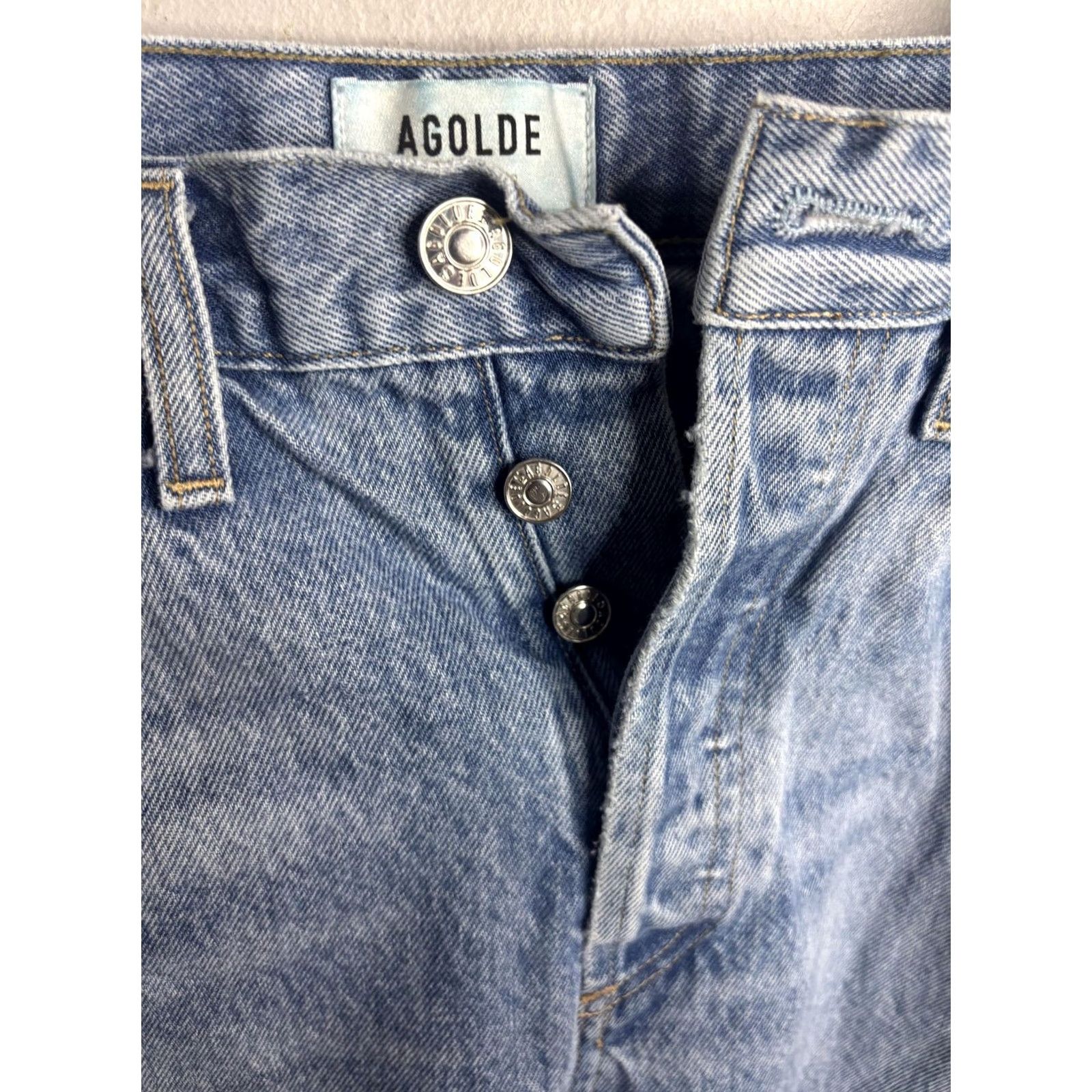 Agolde AGOLDE Jeans Womens 27 Distressed High Rise Relaxed Fit Cropped Denim Ripped Jeans Size 29" - 4 Thumbnail