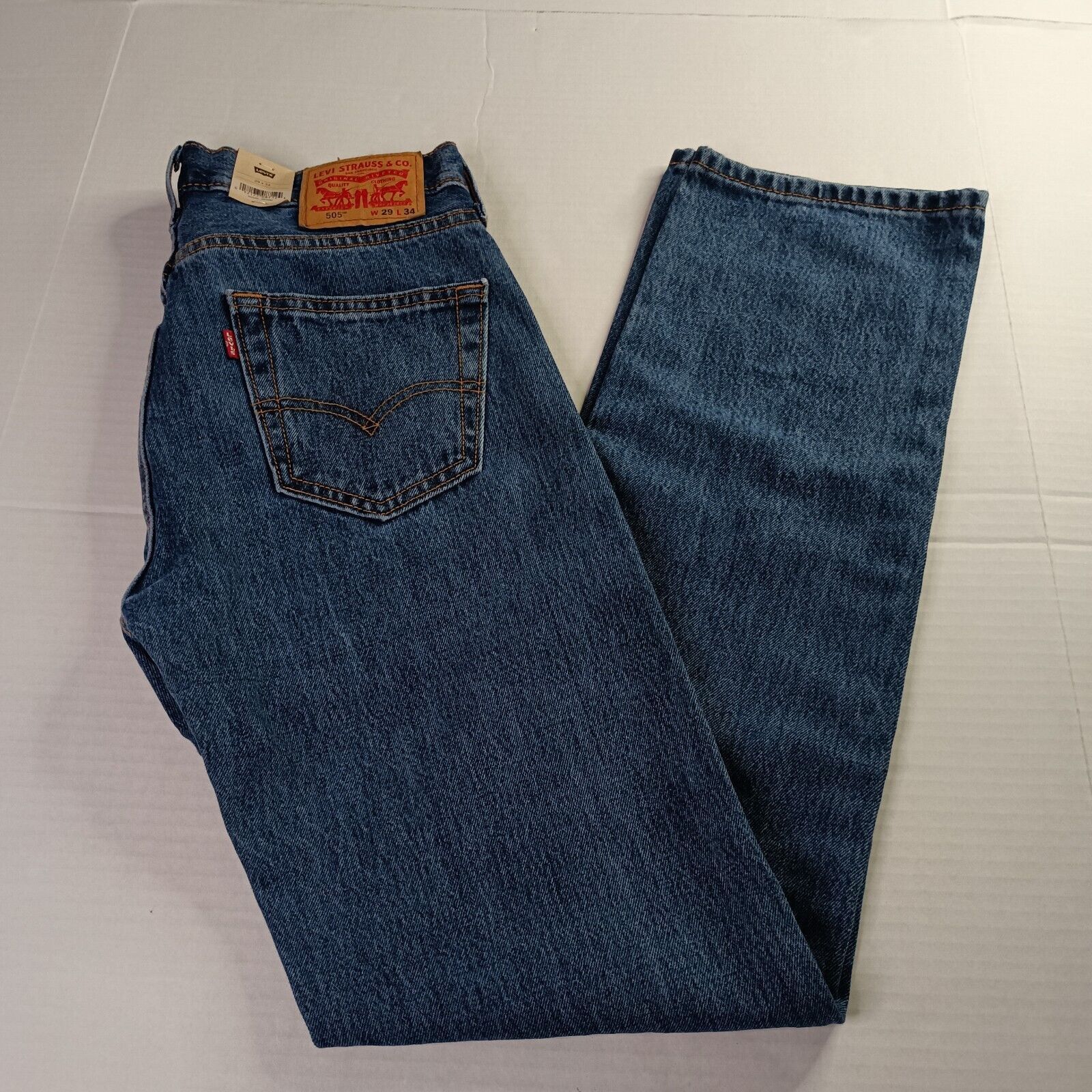 Levi's Levi's 505 Regular Jeans Men 29x34 Blue Stretch Straight Leg Size US 29 - 1 Thumbnail