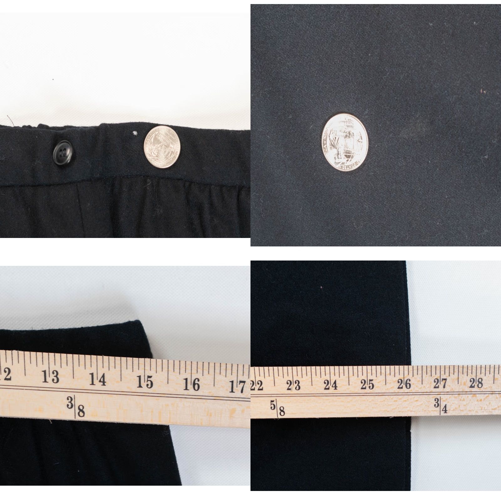 Pendleton VINTAGE Pendleton Skirt Women Petite 14 Wool Black Button Midi Pleated 80s 90s Handcrafted Size 36" / US 14 / IT 50 - 8 Thumbnail