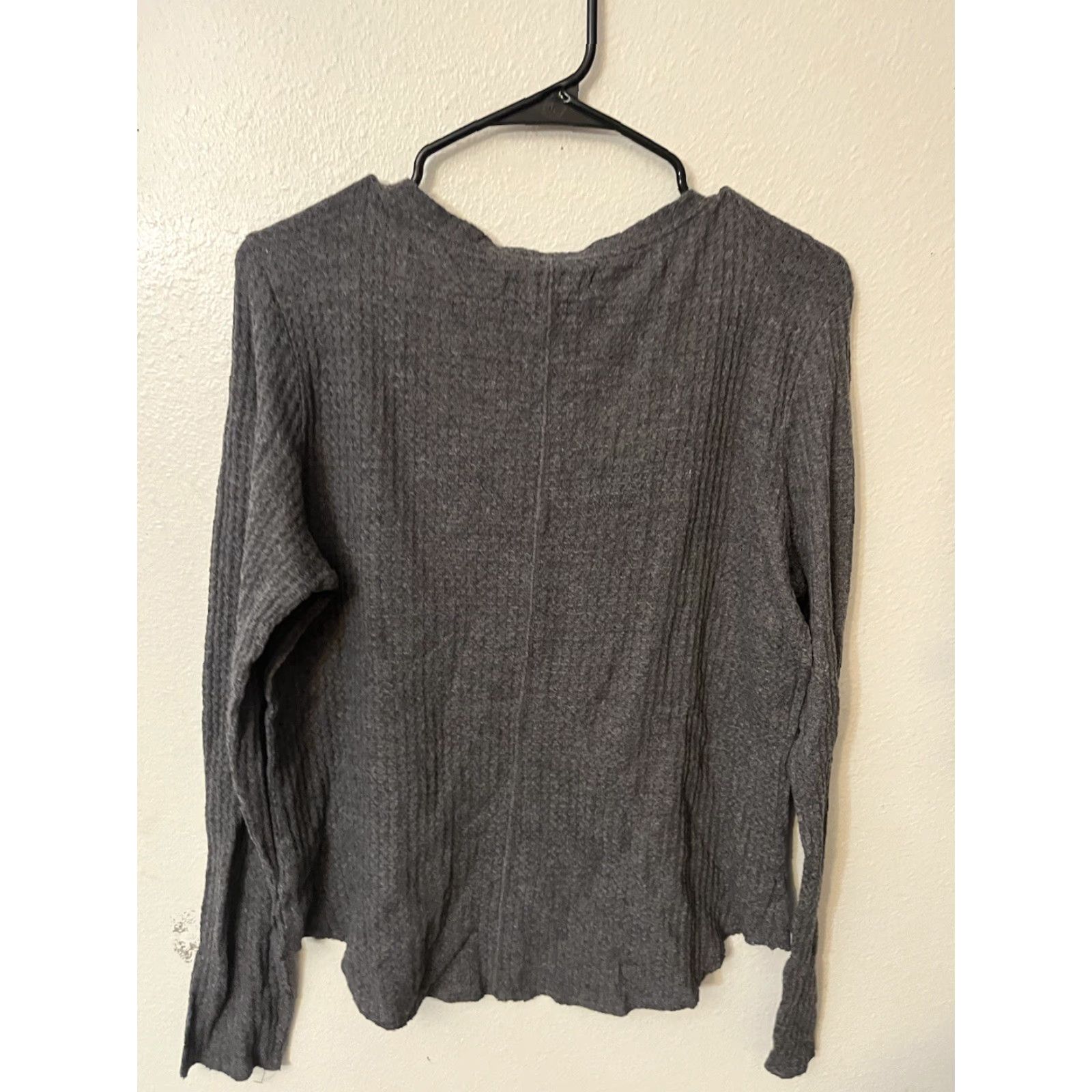 Aeropostale Aeropostale Women’s XL Gray Waffle Fit V Neck Long Sleeve Tee 전 Size XL / US 12-14 / IT 48-50 - 5 Thumbnail
