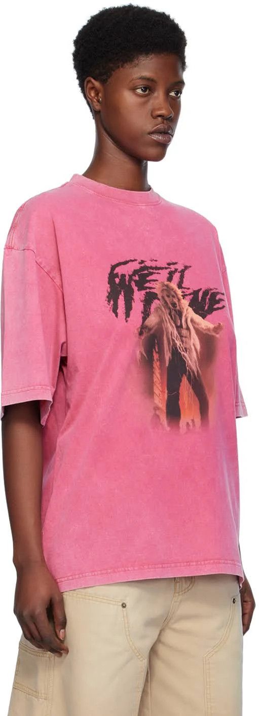 WE11DONE o1mris0824 Horror Print T-Shirt in Pink Size US M / EU 48-50 / 2 - 7 Thumbnail