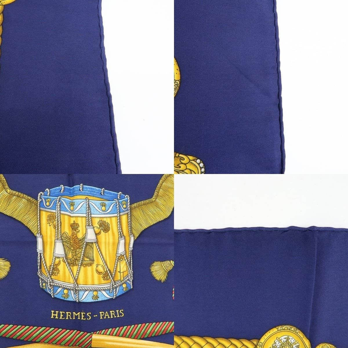 Hermes Hermes Carre 90 Les Tambours Silk Scarf Navy Size ONE SIZE - 4 Thumbnail