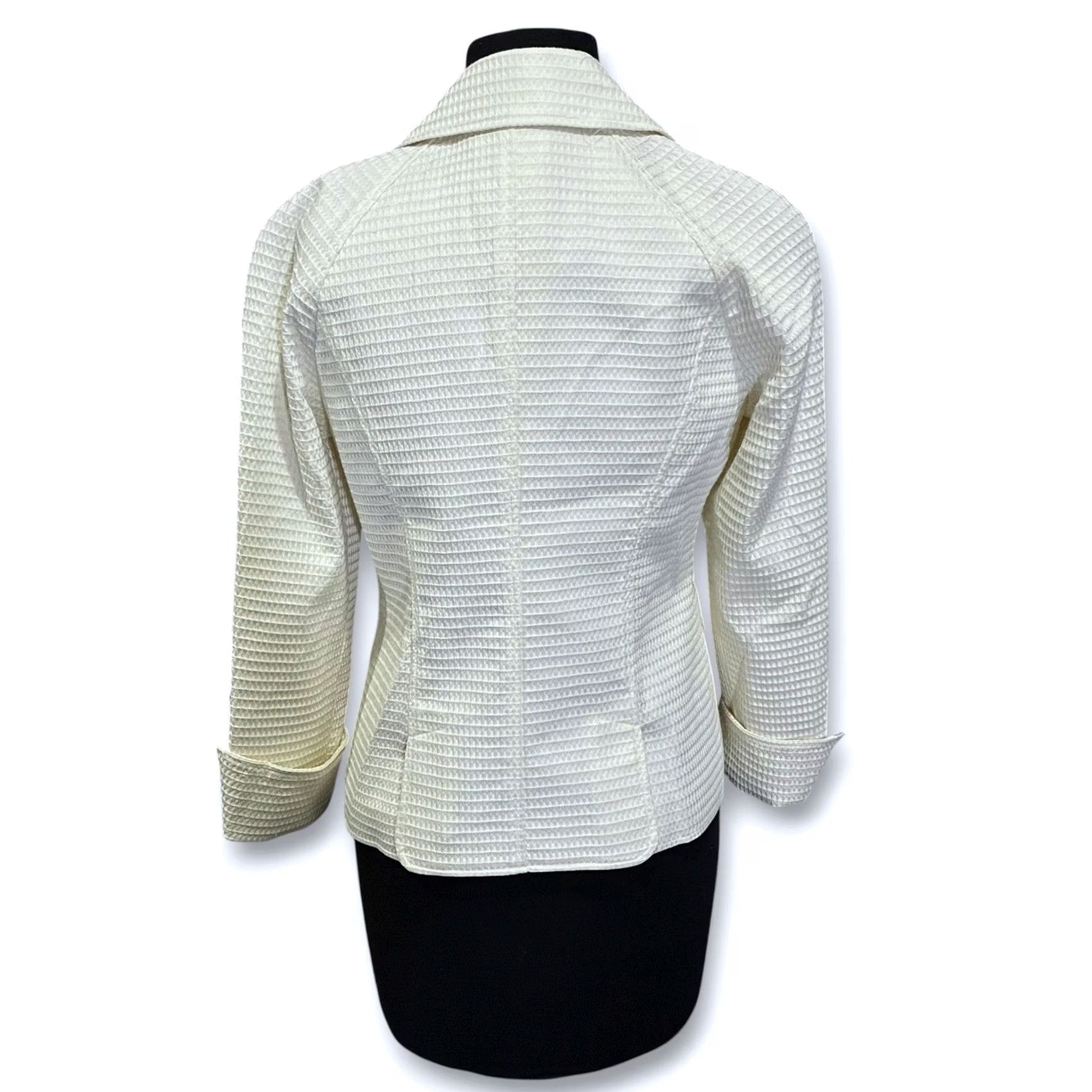 Talbots Talbots White Waffle Weave Double Breasted Blazer Jacket Women's Size 6 Shirt Blazer Womens Spring Summer Workwear Casual Size M / US 6-8 / IT 42-44 - 2 Thumbnail