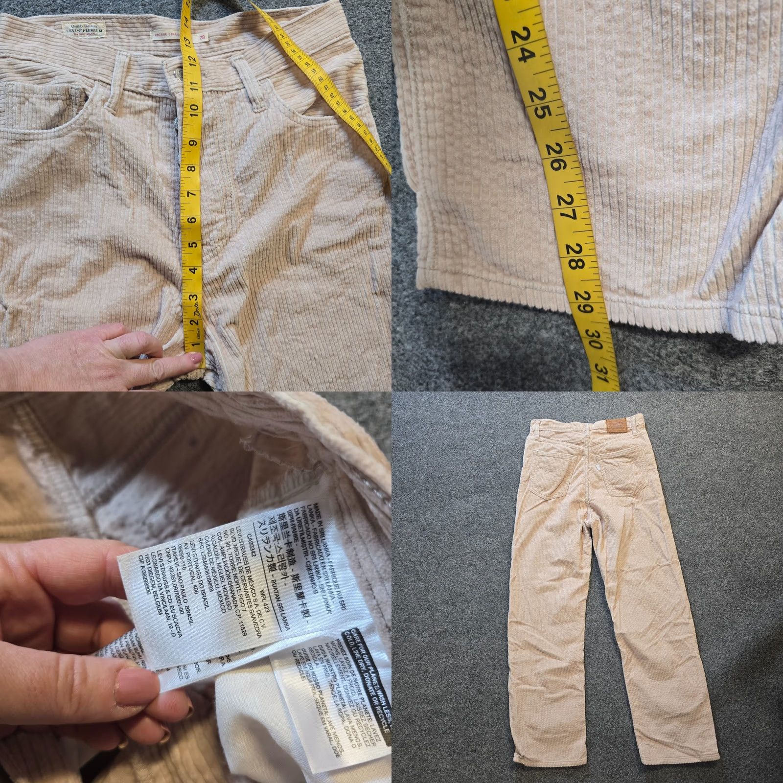 Levi's Levi's Pants Womens 28 Beige Wide Wale Ribcage Straight Ankle Buttonfly Casual 90s Style Regular Fit Cotton Corduroy Shoes Not Included Size 28" / US 6 / IT 42 - 8 Thumbnail