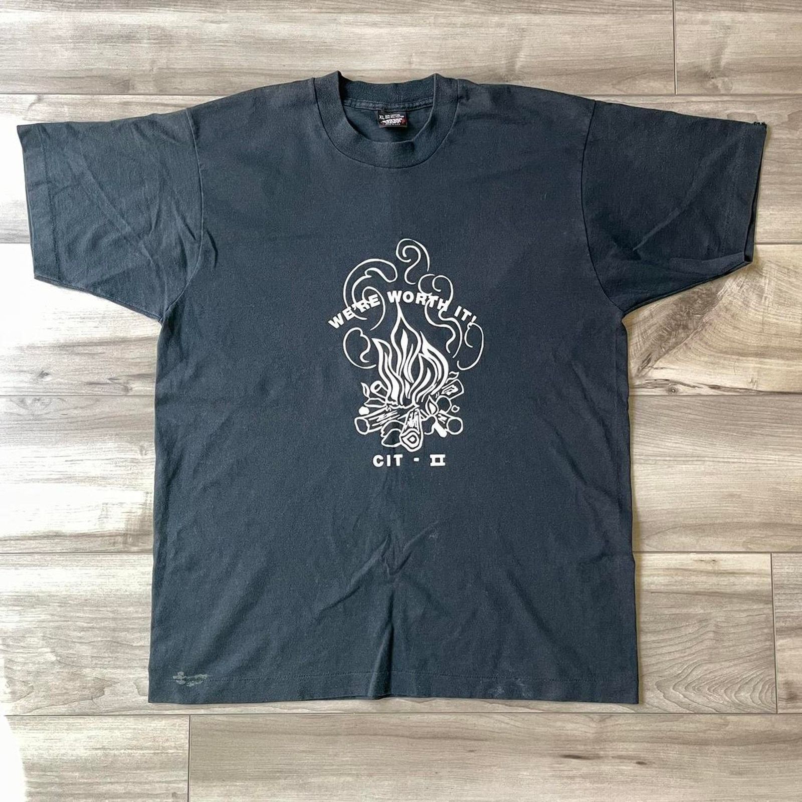 Vintage Vintage Single Stitch Tee "Were Worth It!" Size US XL / EU 56 / 4 - 1 Thumbnail