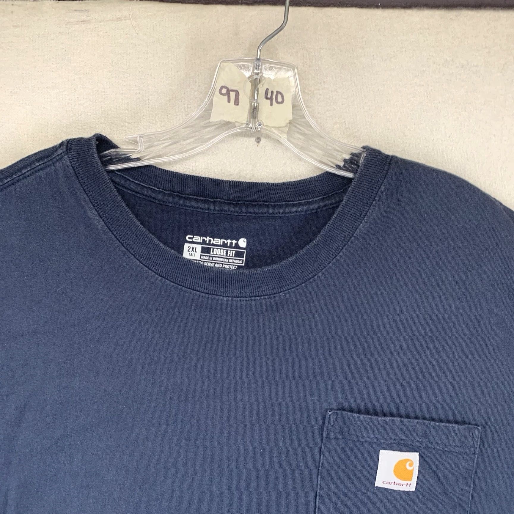 Carhartt VINTAGE Carhartt Mens Navy 2XLT TALL Short Sleeve T-Shirt Loose Fit All Cotton Size US XXL / EU 58 / 5 - 5 Thumbnail