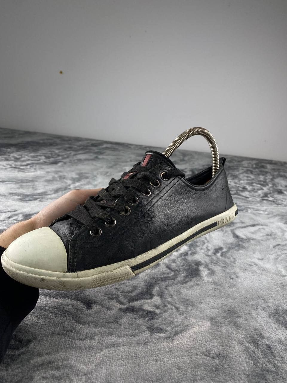 Prada Prada Red Tab Leather Low Trainers Men Size 7 Black Size US 7 / EU 40 - 6 Thumbnail