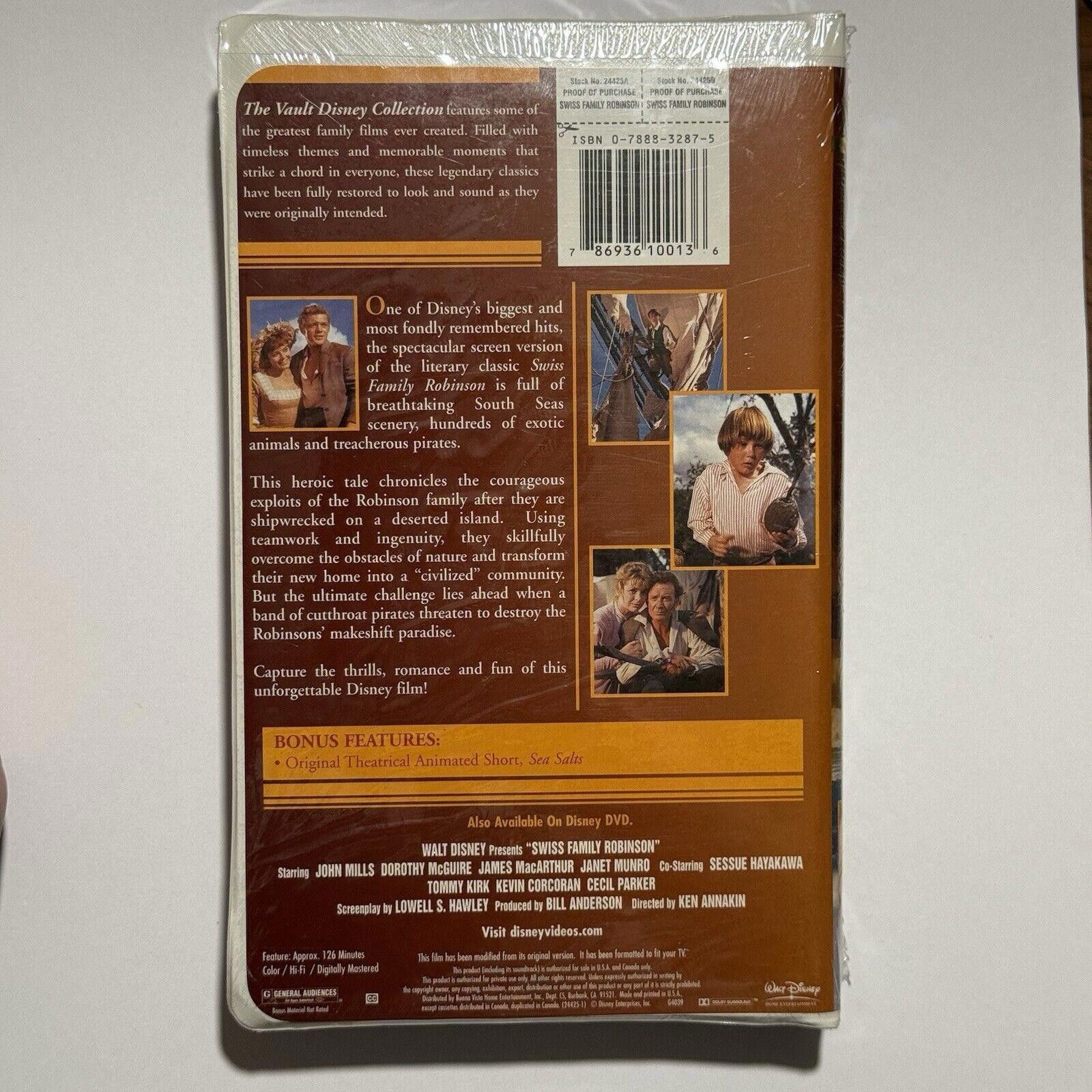 Disney Swiss Family Robinson VHS RARE Vault Disney SEALED Size ONE SIZE - 4 Thumbnail