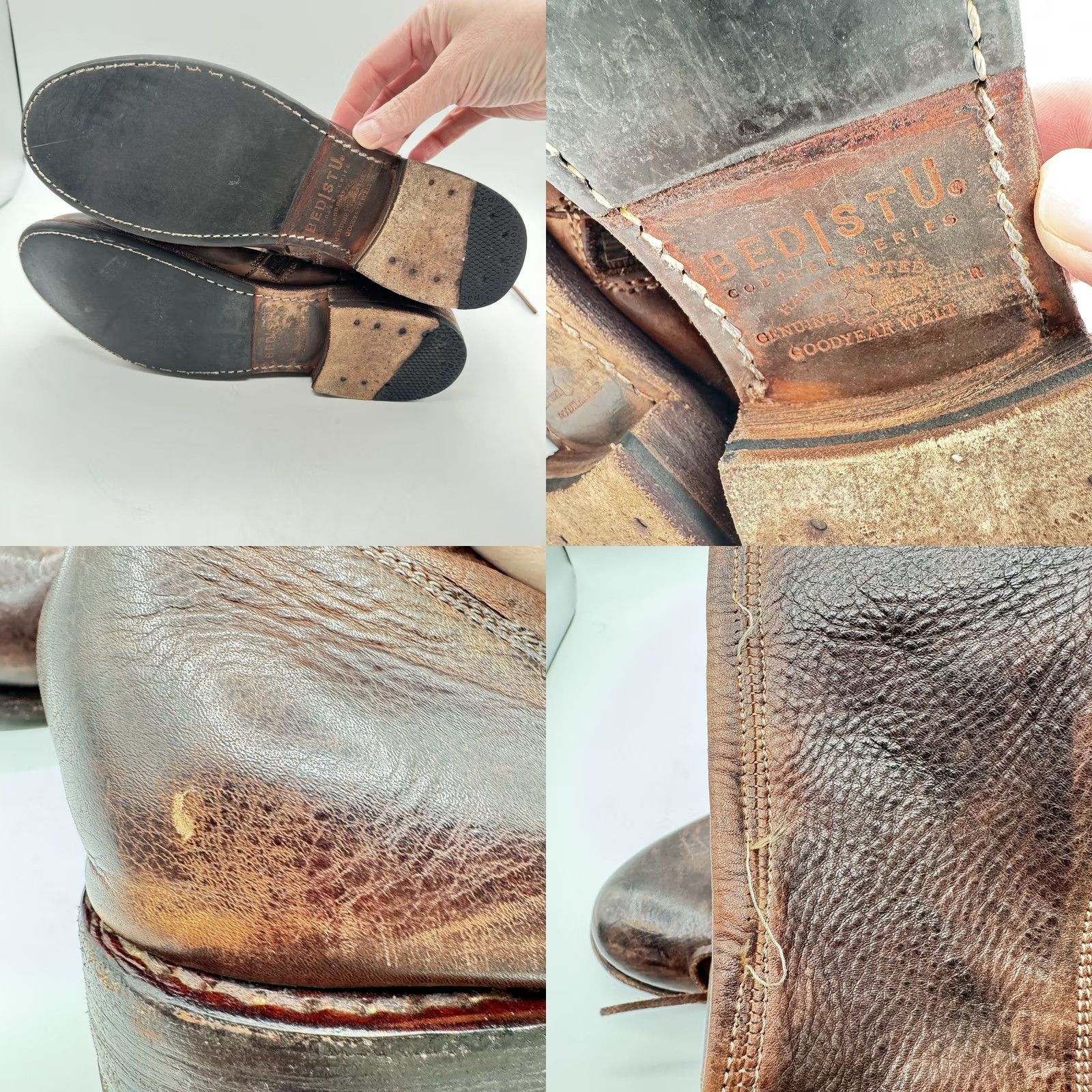 Bed Stu Bed Stu Manchester Boots 9.5 Leather Knee High Riding Boot Brown Black Distressed Zip Leather Shaft Regular Calf Women Block Heel Vintage No N/A Size US 10 / IT 40 - 9 Thumbnail