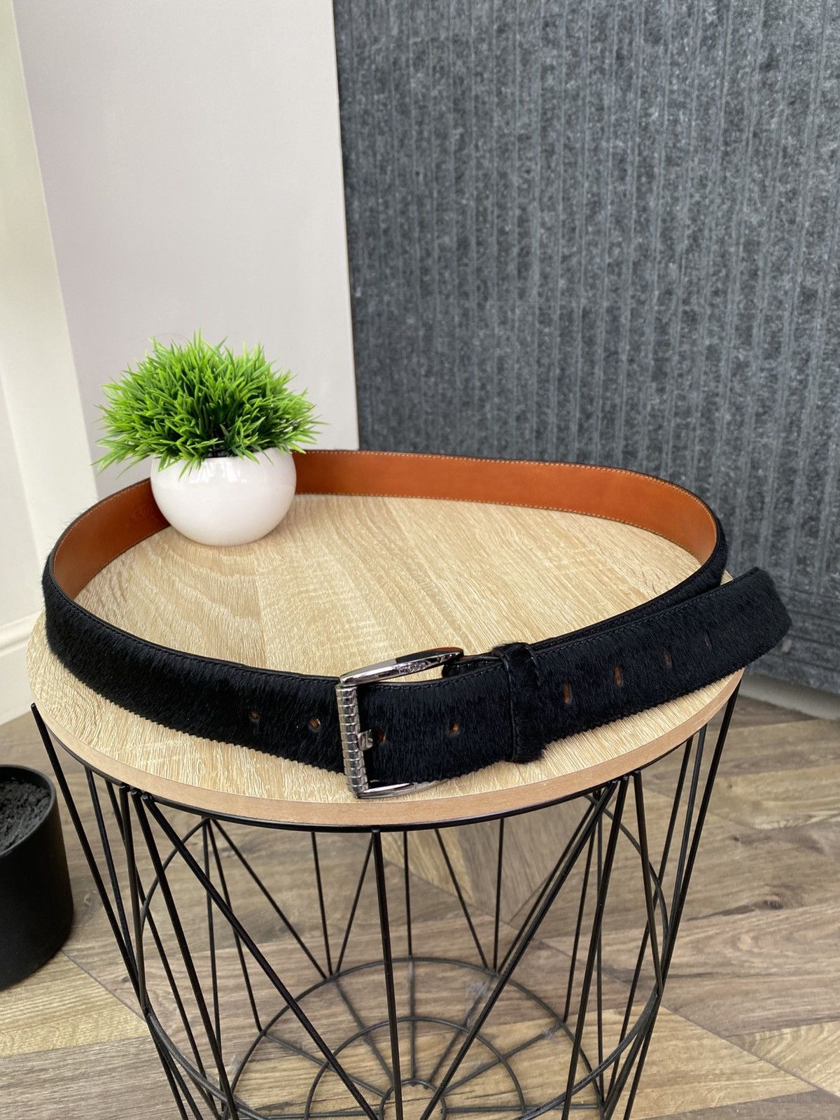 Tod's Vintage Tod’s Pony Hair Leather Belt Black Silver Buckle Size ONE SIZE - 4 Thumbnail