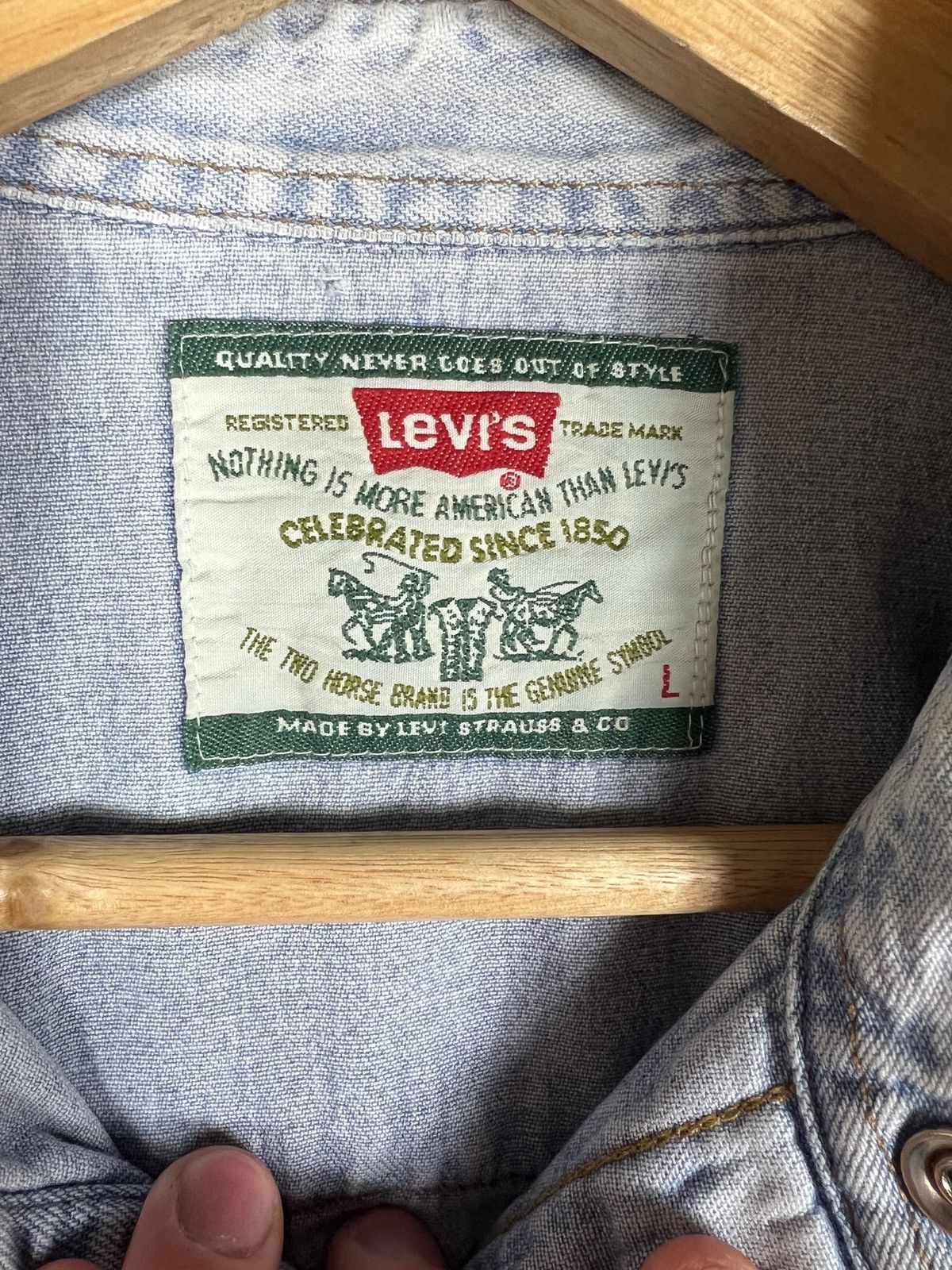 Levi's Vintage 80s Levi’s Blue Denim Western Shirt Size US L / EU 52-54 / 3 - 8 Thumbnail