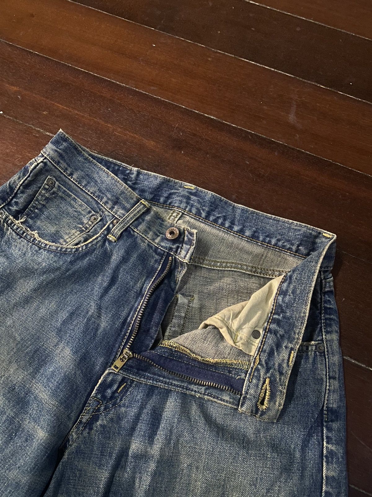 Edwin Fire vtg EDWIN 505 type wide leg selvedge great faded Size US 32 / EU 48 - 9 Thumbnail