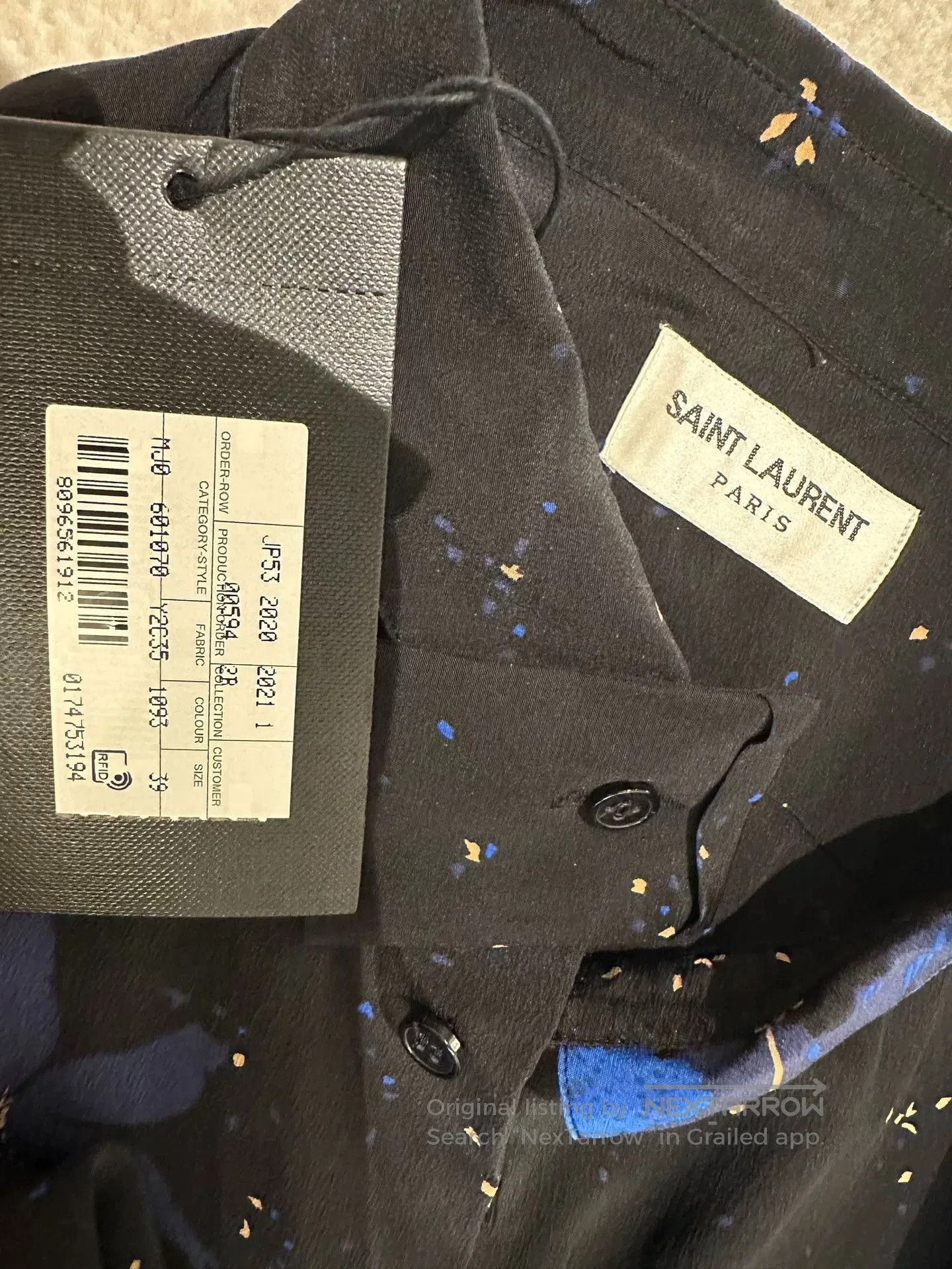 Saint Laurent Paris Saint Laurent Black Floral Short-Sleeve Shirt. Size US M / EU 48-50 / 2 - 5 Thumbnail