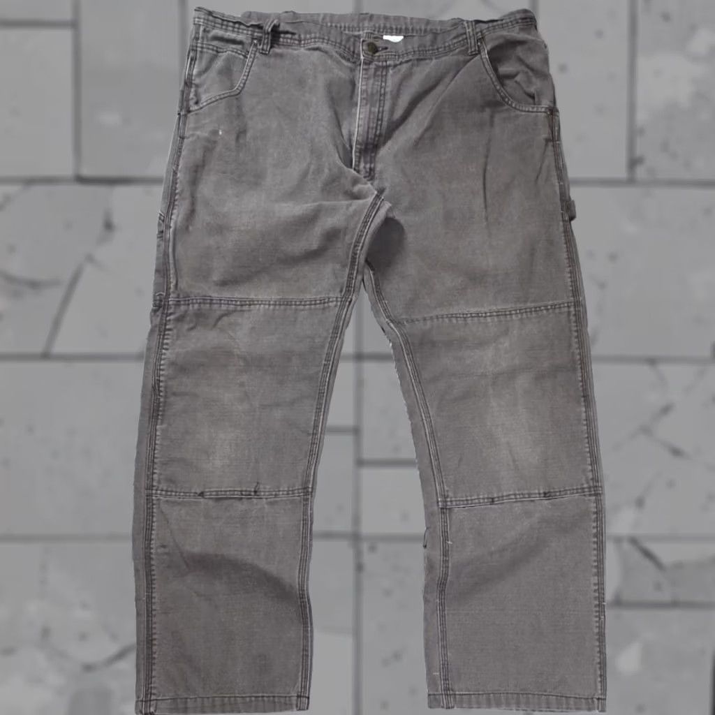Vintage Key Pants Men 40x31 Brown Double Knee Canvas Carpenter Cargo 100% Cotton Work Pants Mens Straight Front Belt Loops 5-Pocket Size US 40 / EU 56 - 1 Thumbnail