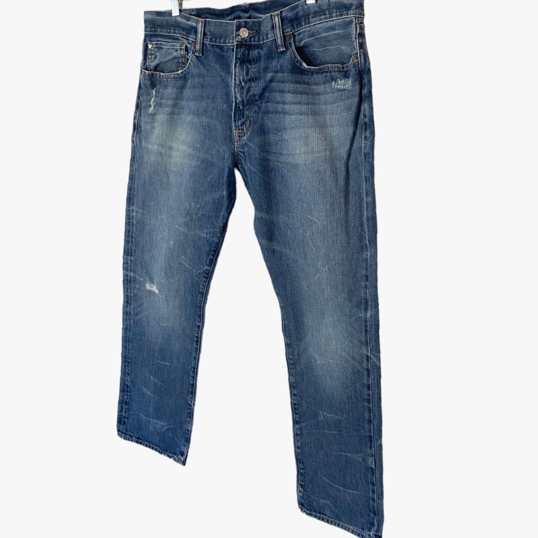 Ralph Lauren Ralph Lauren Denim & Supply Jeans Medium Wash Distressed Straight-Leg Mens 36X30 Jeans 5-Pocket Blue Cotton Denim Regular 36 30 Inseam Mens Stretch? Size US 36 / EU 52 - 2 Thumbnail