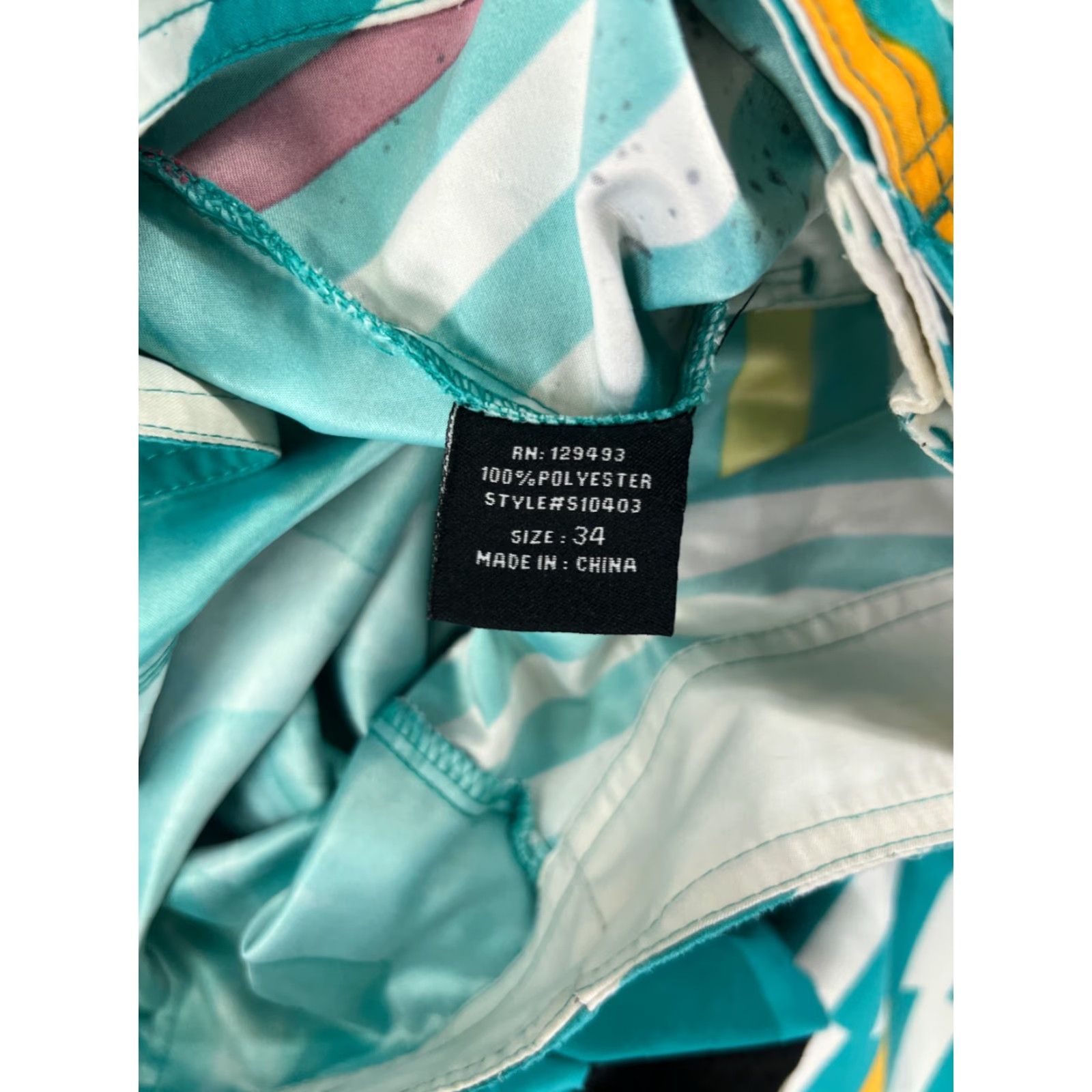Vintage NEFF Swim Trunks Men 34 Teal Board Shorts Polyester Bathing Suit Surf Retro Look Green Pockets Drawstring Breathable 100% Polyester Mens Bottom Size US 34 / EU 50 - 3 Thumbnail