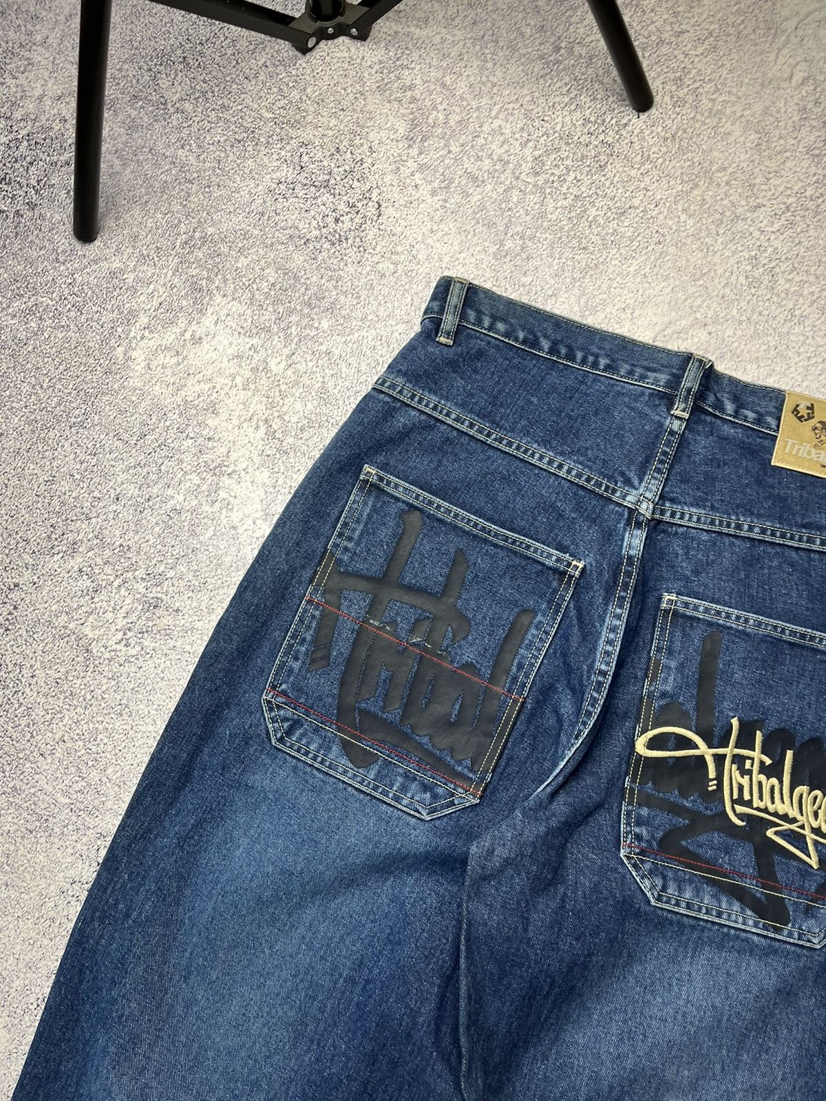 Japanese Brand Vintage Blue Embroidery Baggy Winged Jeans Y2K Size US 32 / EU 48 - 8 Thumbnail