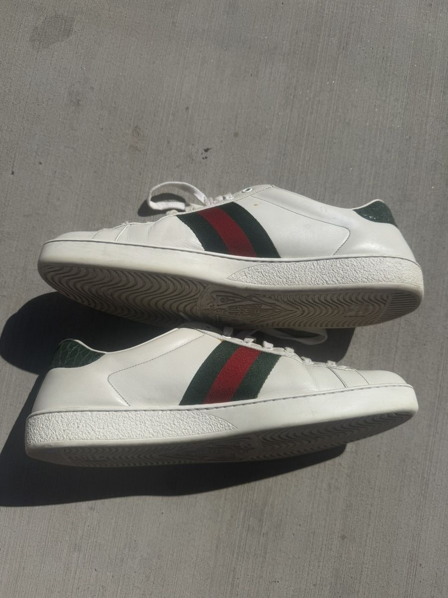 Gucci GUCCI ACE CLASSIC SNEAKERS WHITE GREEN RED WEB LEATHER 12 G Size US 13 / EU 46 - 2 Thumbnail