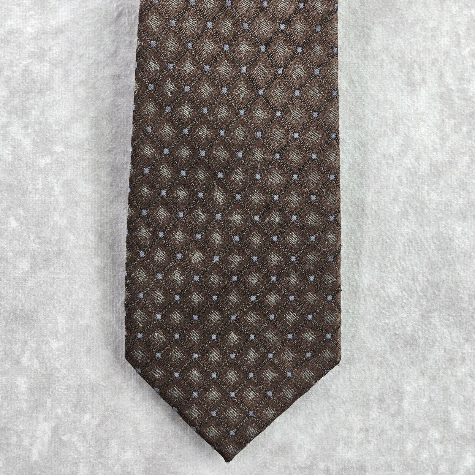 DKNY DKNY Brown Gray Stripe Repp 32% Silk 68% Poly Men's Neck Tie Size 30 - 1 Thumbnail