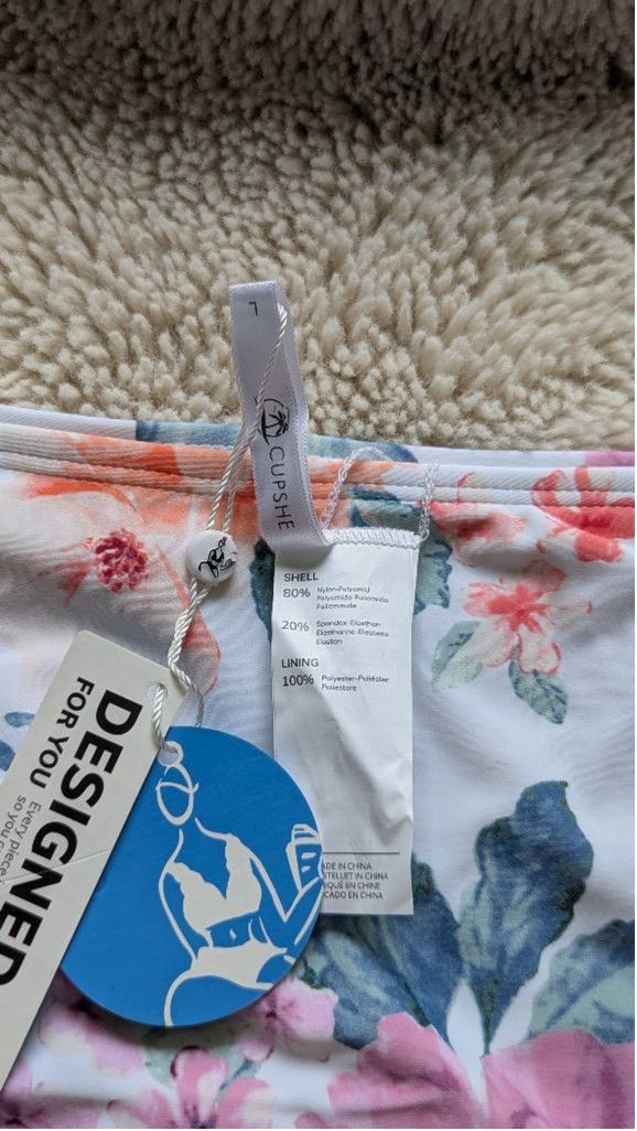 Designer Women's CUPSHE Swimsuit Bottoms Size L White Floral Size L / US 10 / IT 46 - 4 Thumbnail