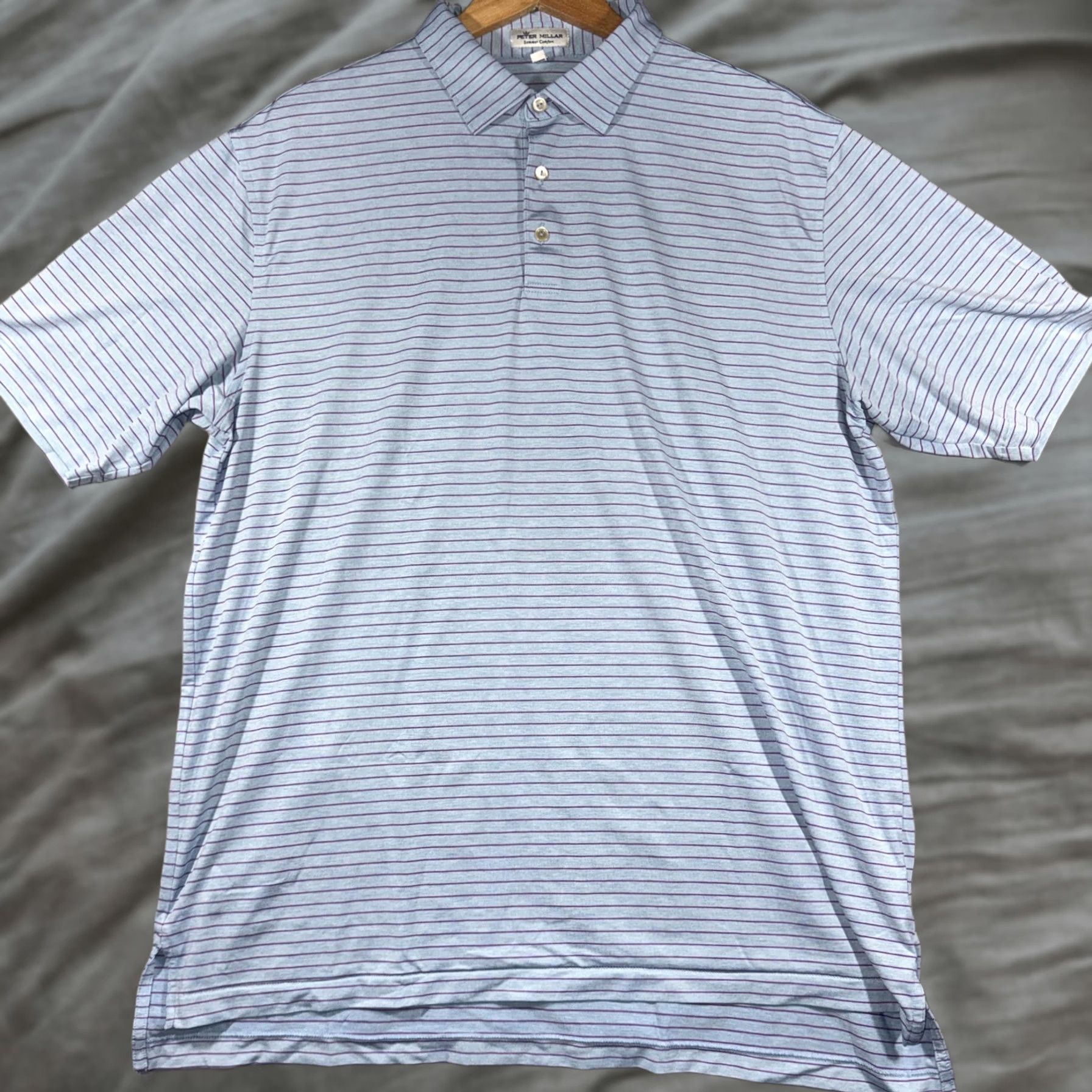 Peter Millar Peter Millar Summer Comfort Shirt Mens XL Light Blue Stripe Golf Stretch Polo Size US XL / EU 56 / 4 - 1 Thumbnail