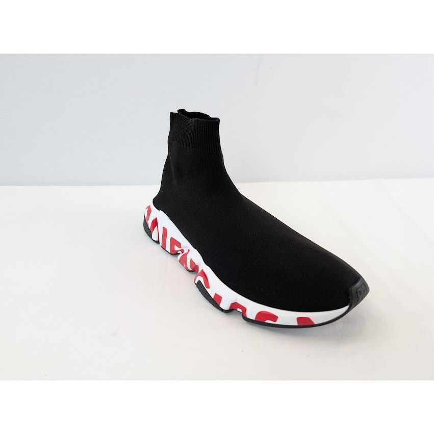 Balenciaga o1rshd1 Speed LT Graffiti Sneakers in Black / White / Red Size US 8 / EU 41 - 4 Thumbnail