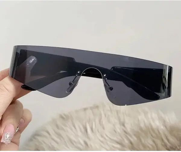 Electric Visual One Piece Flat Top Y2K Rimless Unisex Sunglasses Size ONE SIZE - 3 Thumbnail