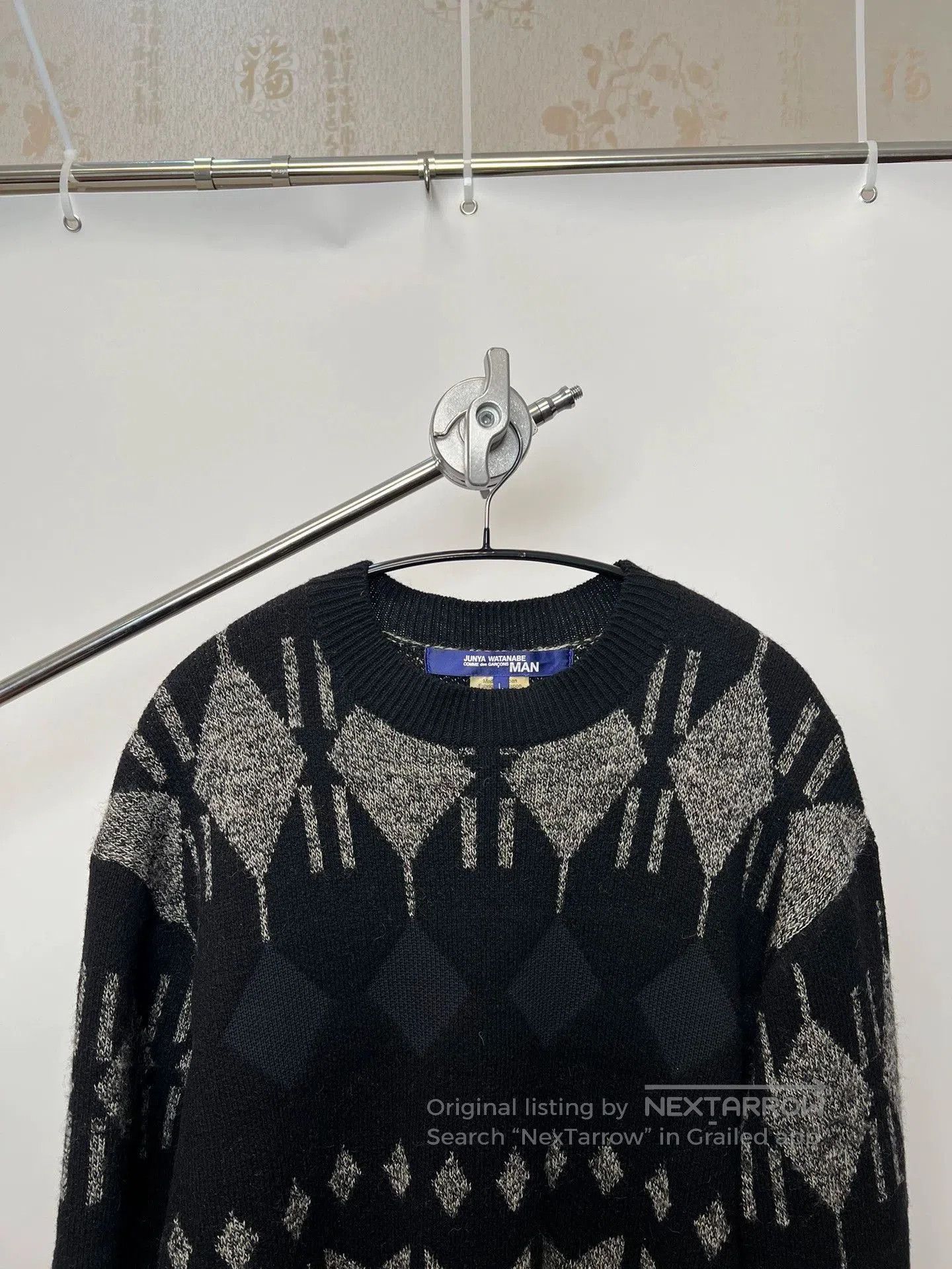 Junya Watanabe Black Geometric Pattern Knit Sweater. Size US L / EU 52-54 / 3 - 3 Thumbnail