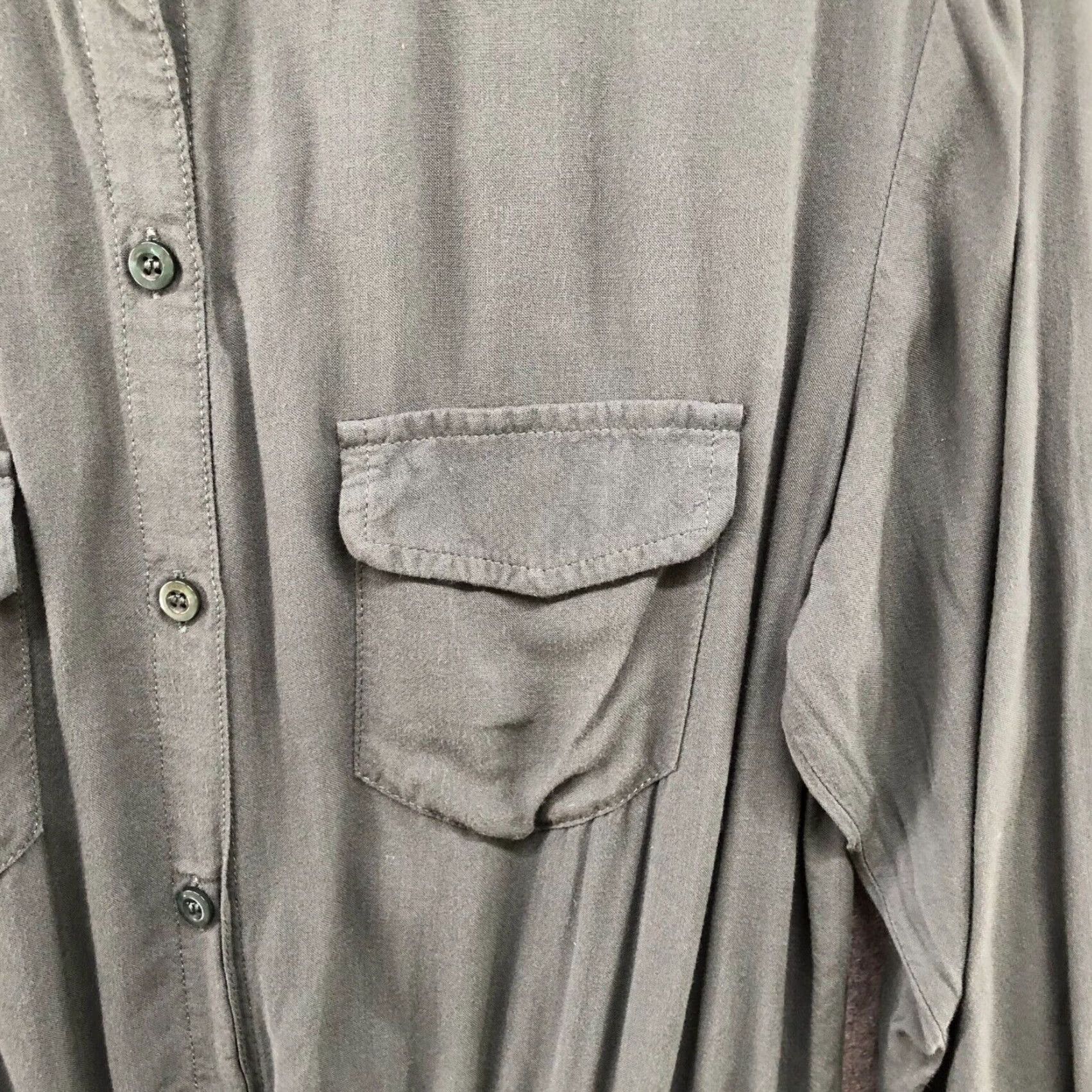 BCBGeneration VINTAGE BCBGeneration Romper Women's S Long Sleeve Collared Button Front Bohemian Green Rayon Utility Spring Summer Size S / US 4 / IT 40 - 6 Thumbnail