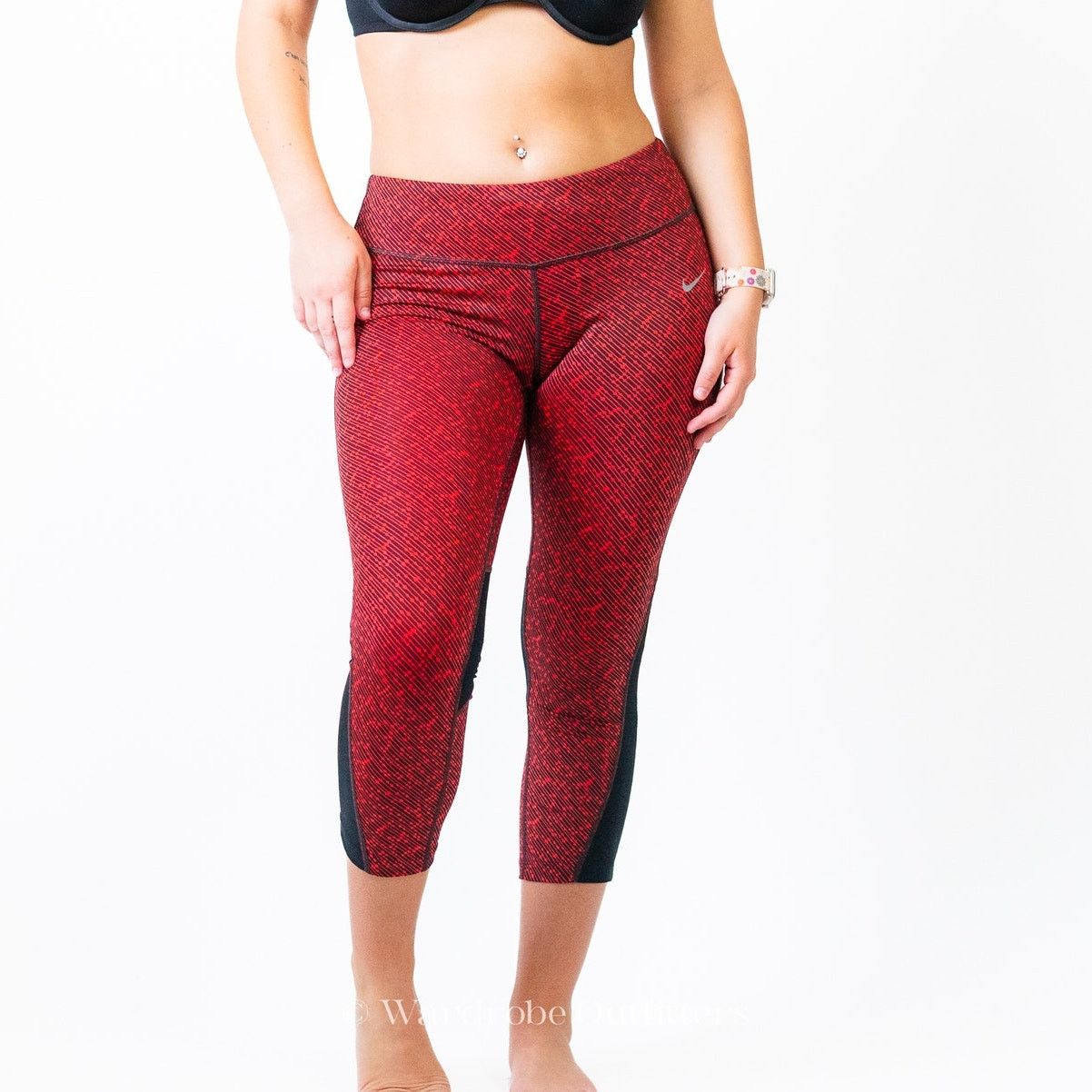 Nike NIKE PRO Dri-Fit Red x Black Spandex Lycra Leggings Size 28" / US 6 / IT 42 - 2 Thumbnail