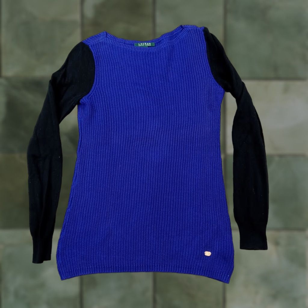Ralph Lauren Lauren Ralph Lauren Blue Boat Neck Long Sleeve Pullover Sweater Women's Small Size S / US 4 / IT 40 - 1 Thumbnail