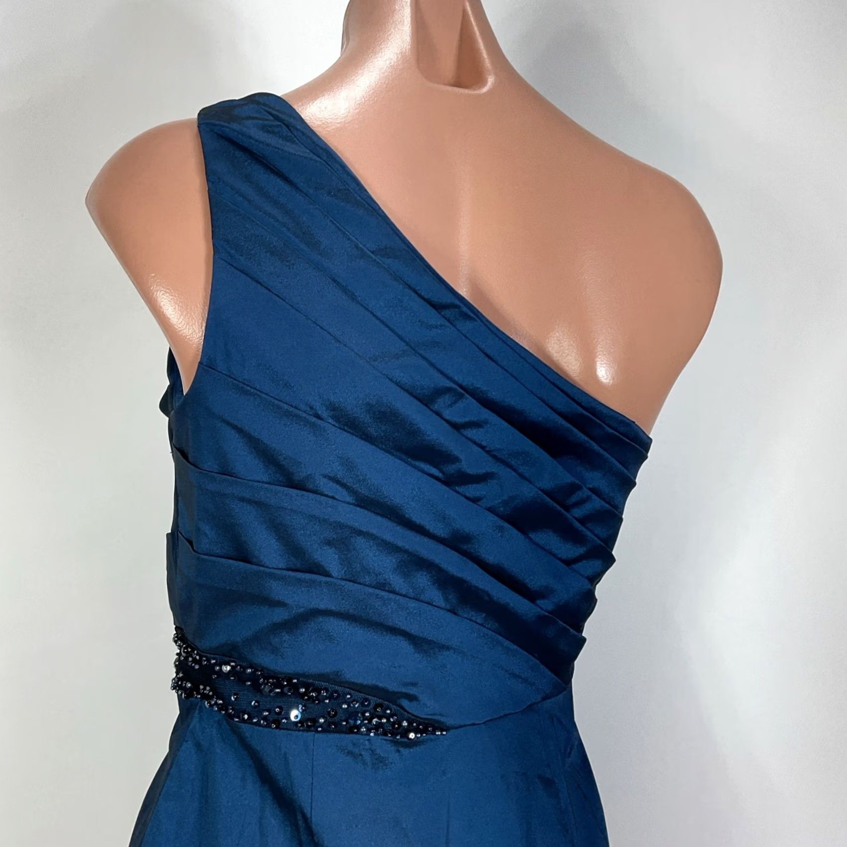 Adrianna Papell VINTAGE Adrianna Papell E! Live From the Red Carpet One Shoulder Blue Gown y2k BEADED Dress Size S / US 4 / IT 40 - 6 Thumbnail