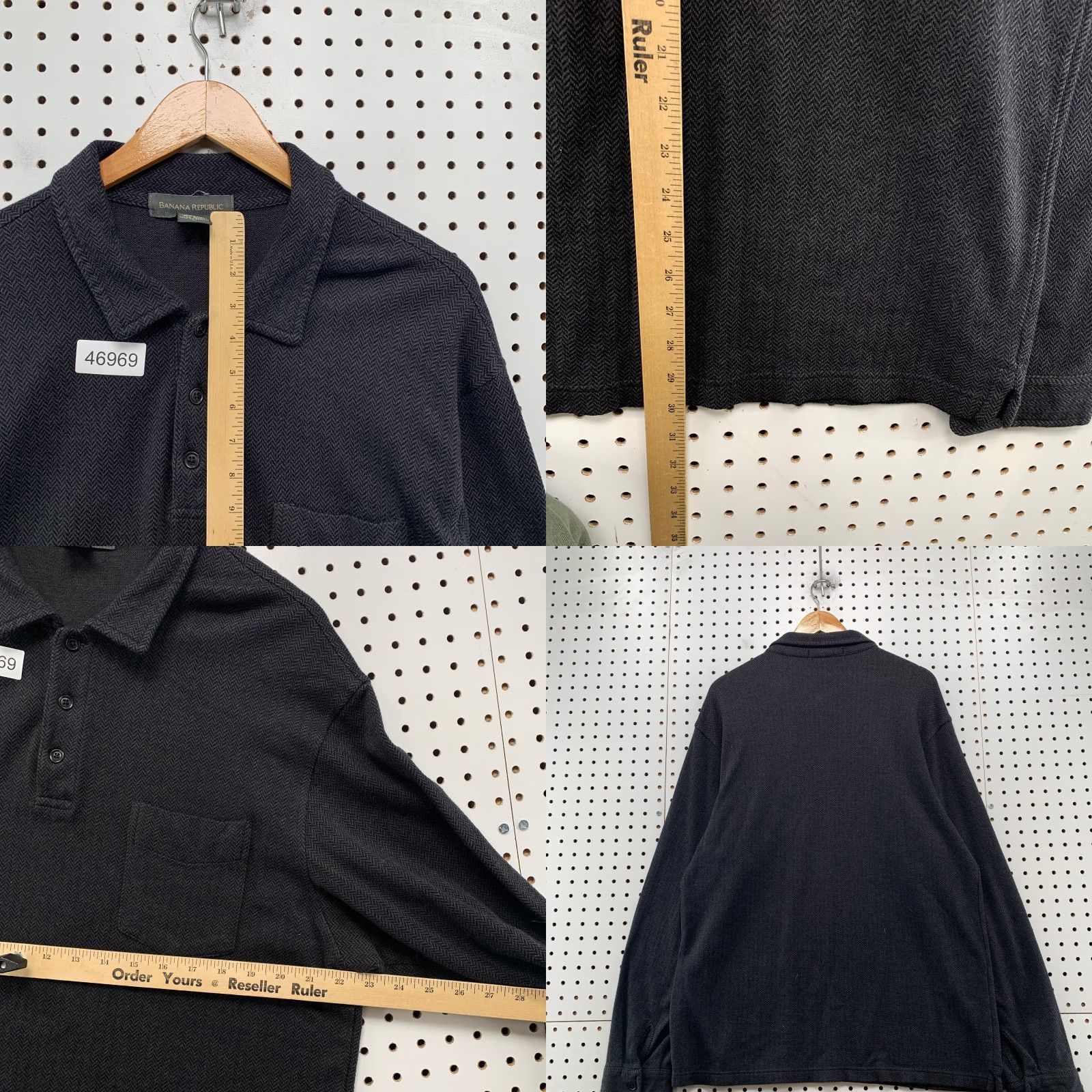 Banana Republic VINTAGE Banana Republic Polo Mens Large Black Herringbone Heavyweight Y2K Size US L / EU 52-54 / 3 - 8 Thumbnail