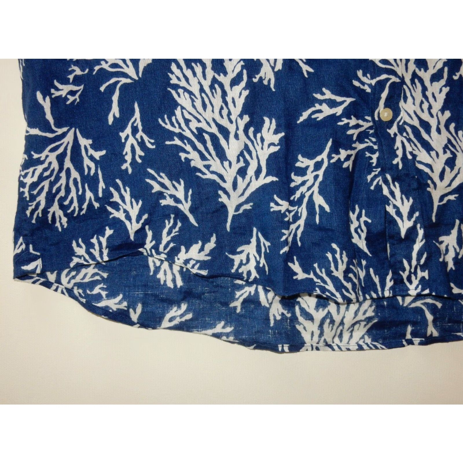 Michael Kors VINTAGE Michael Kors Men's Linen Shirt 2XL Short Sleeve Floral Button-Up Blue Summer Slim Fit Size US XXL / EU 58 / 5 - 2 Thumbnail